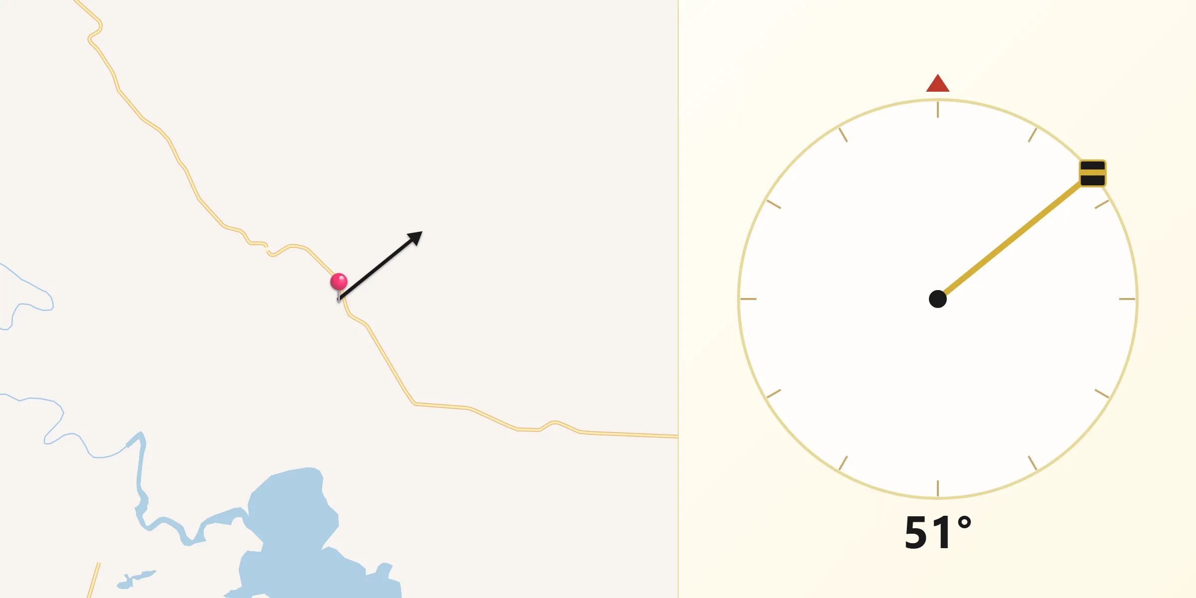 Dirección de la Qibla desde Tres Bocas 1ra. Sección