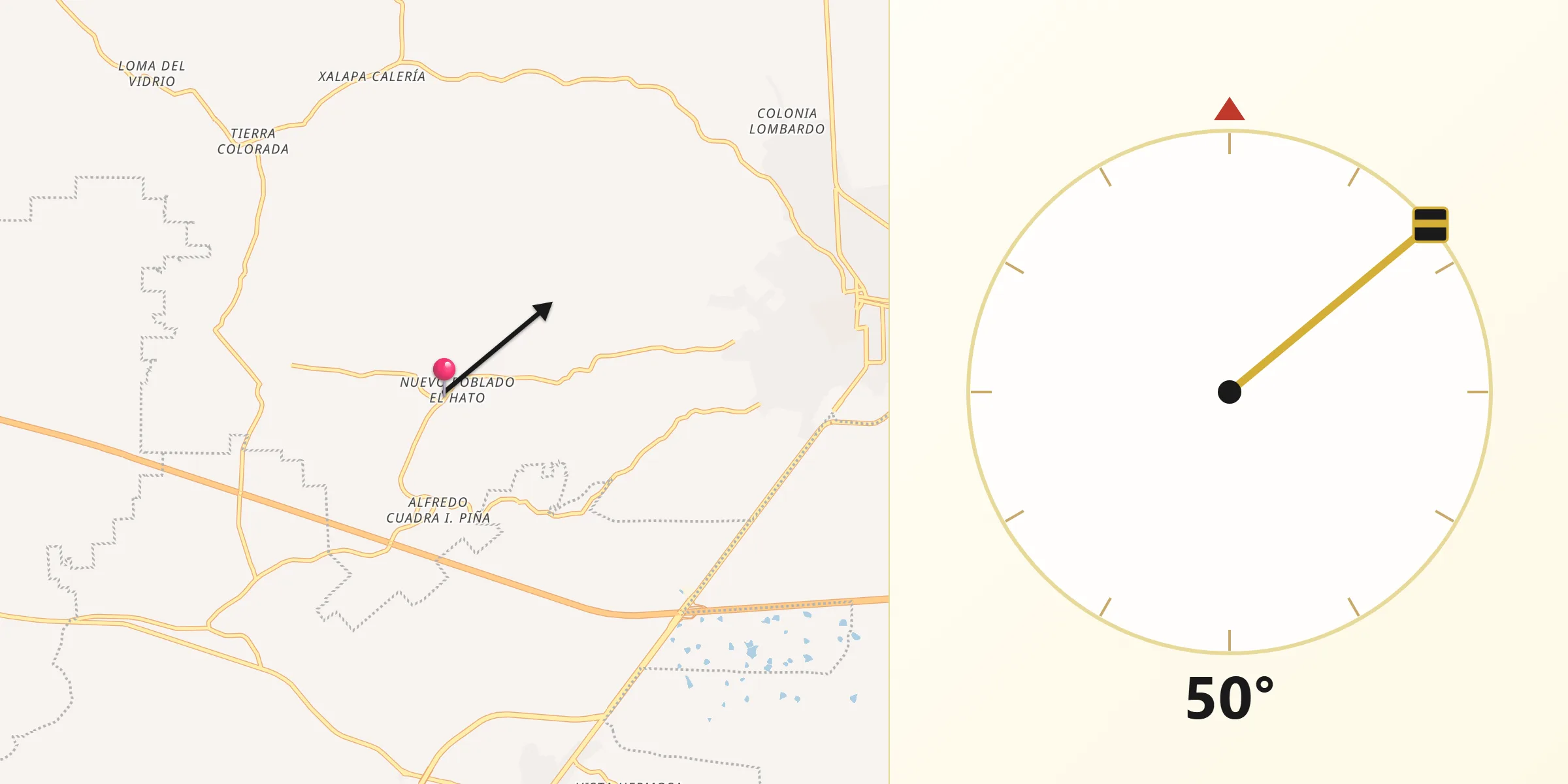 Dirección de la Qibla desde Congregación Hidalgo