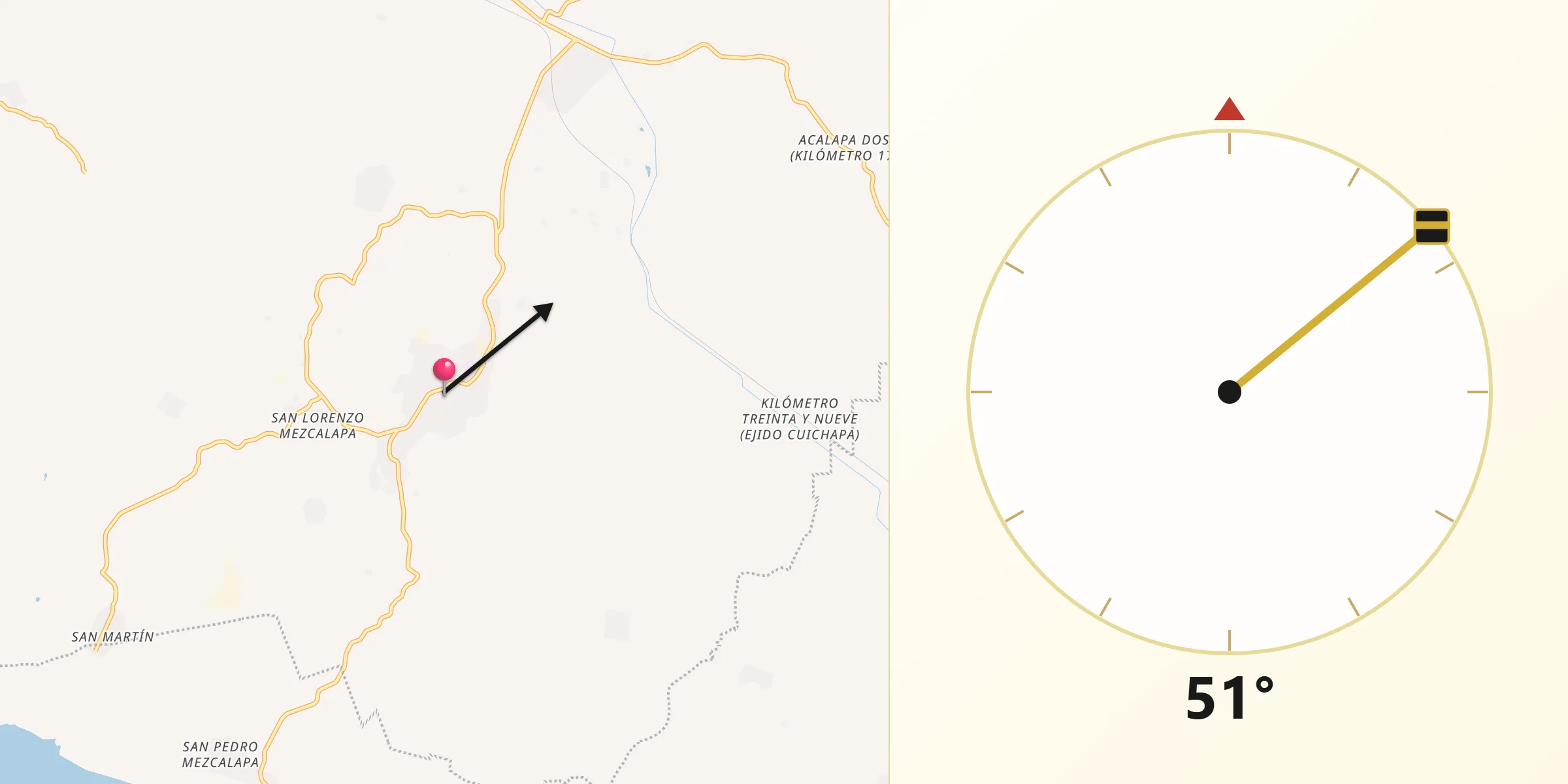 Dirección de la Qibla desde Cuichapa