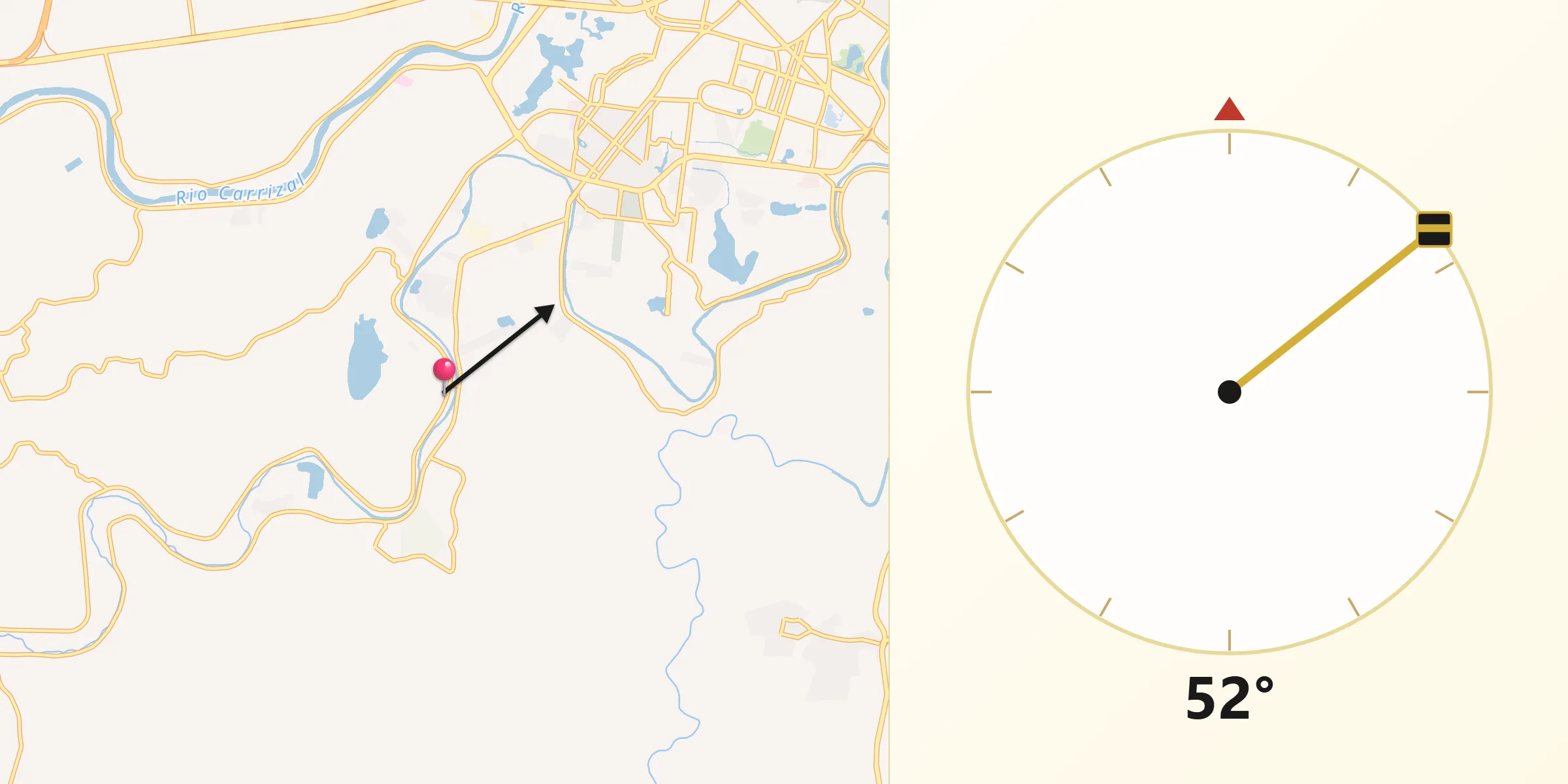 Dirección de la Qibla desde Río Viejo Primera Sección