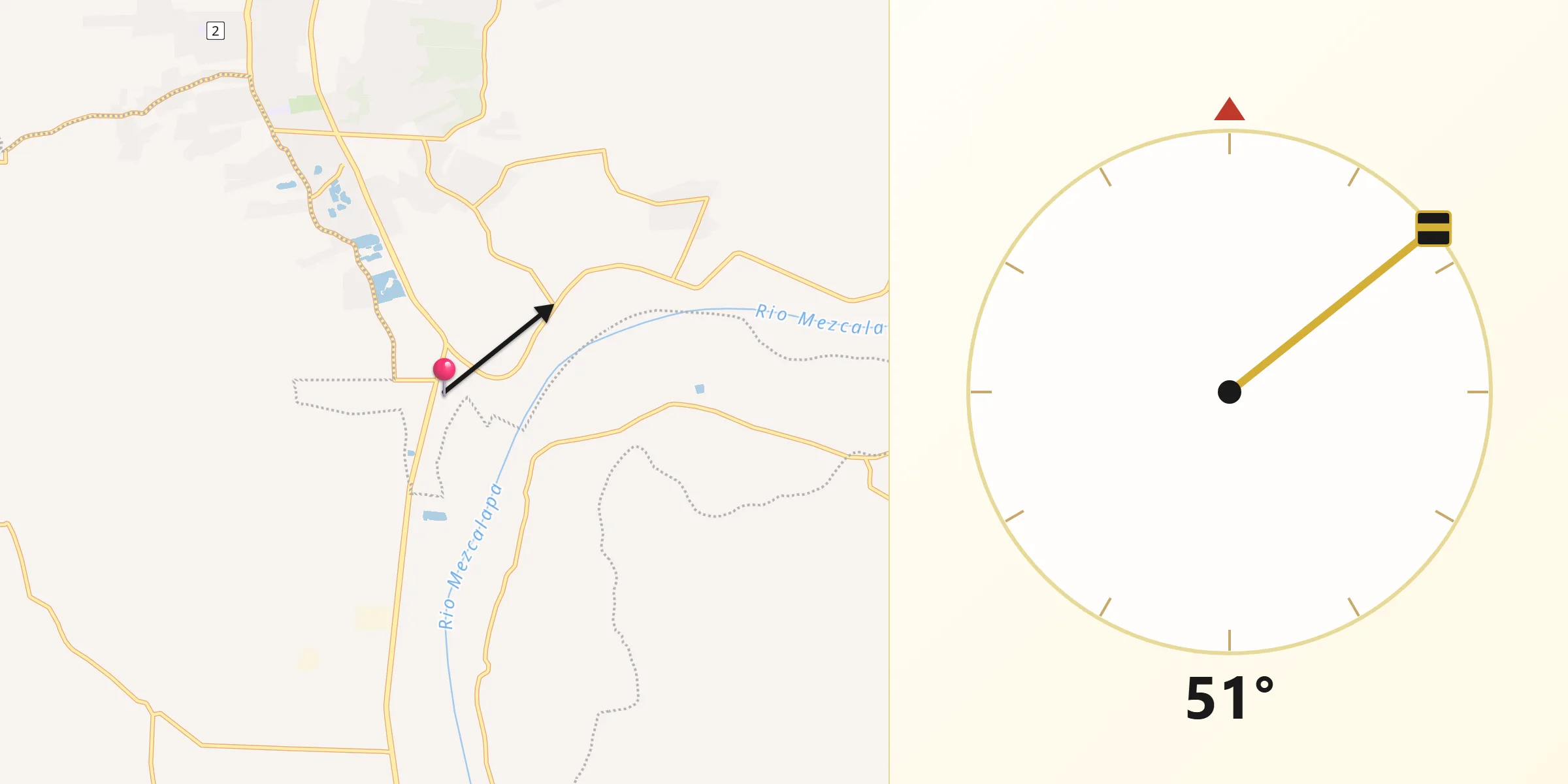 Dirección de la Qibla desde La Península