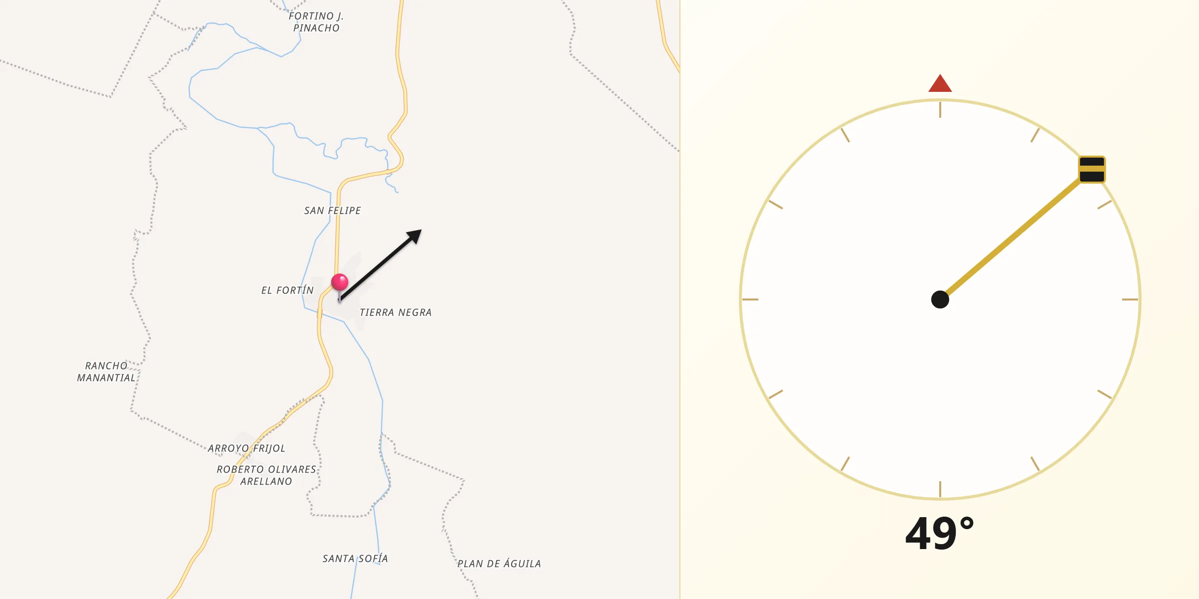 Dirección de la Qibla desde San José Chiltepec