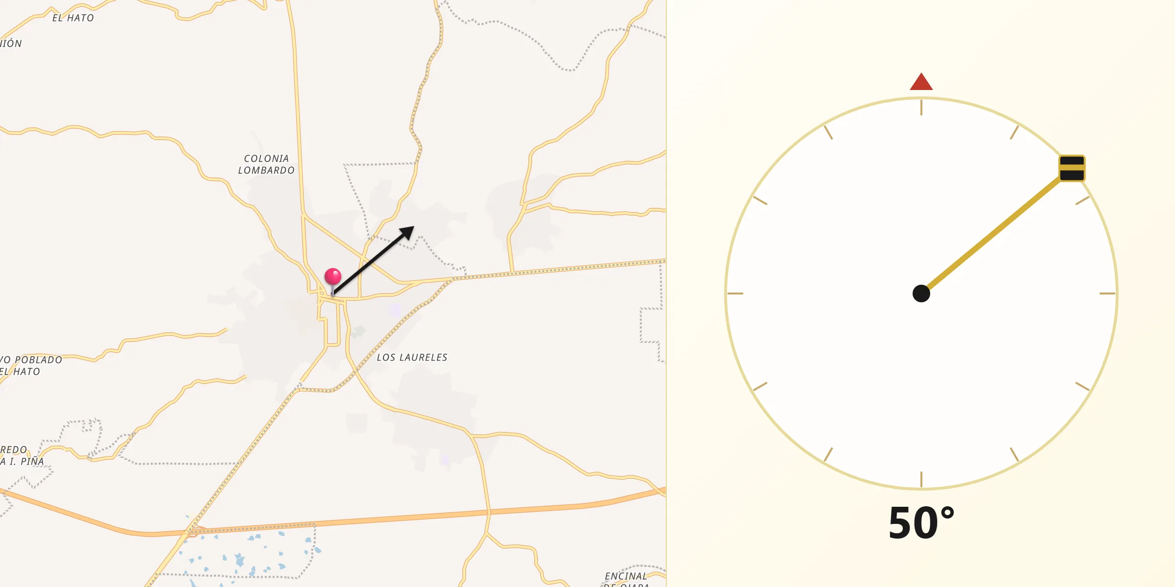 Dirección de la Qibla desde Acayucan
