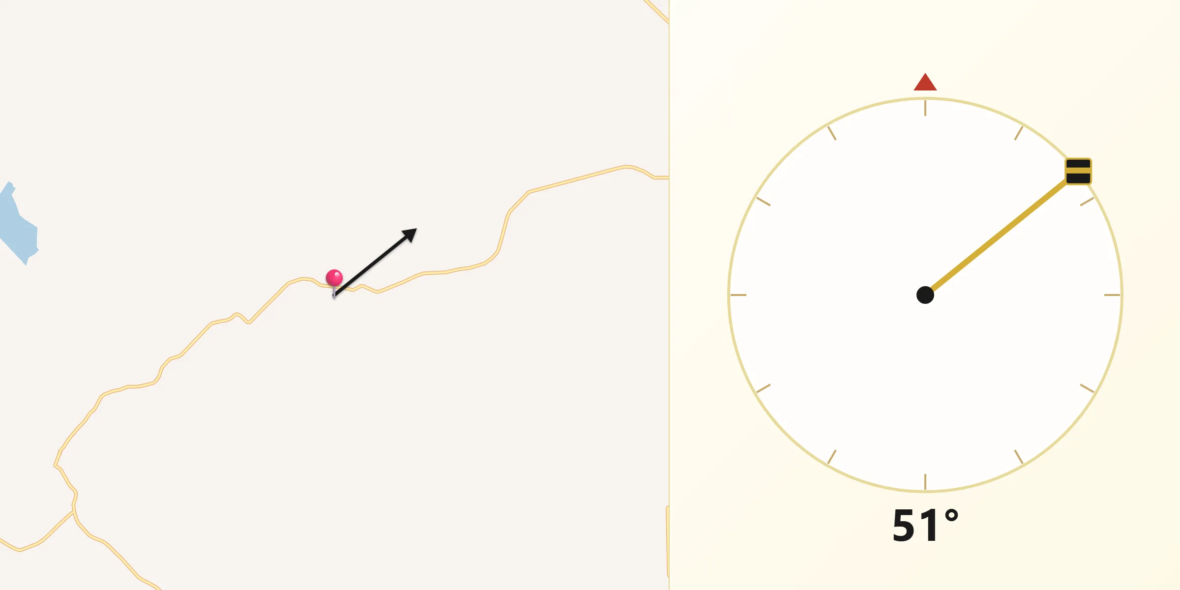 Dirección de la Qibla desde Paso de la Mina 2da. Sección (Barrial)
