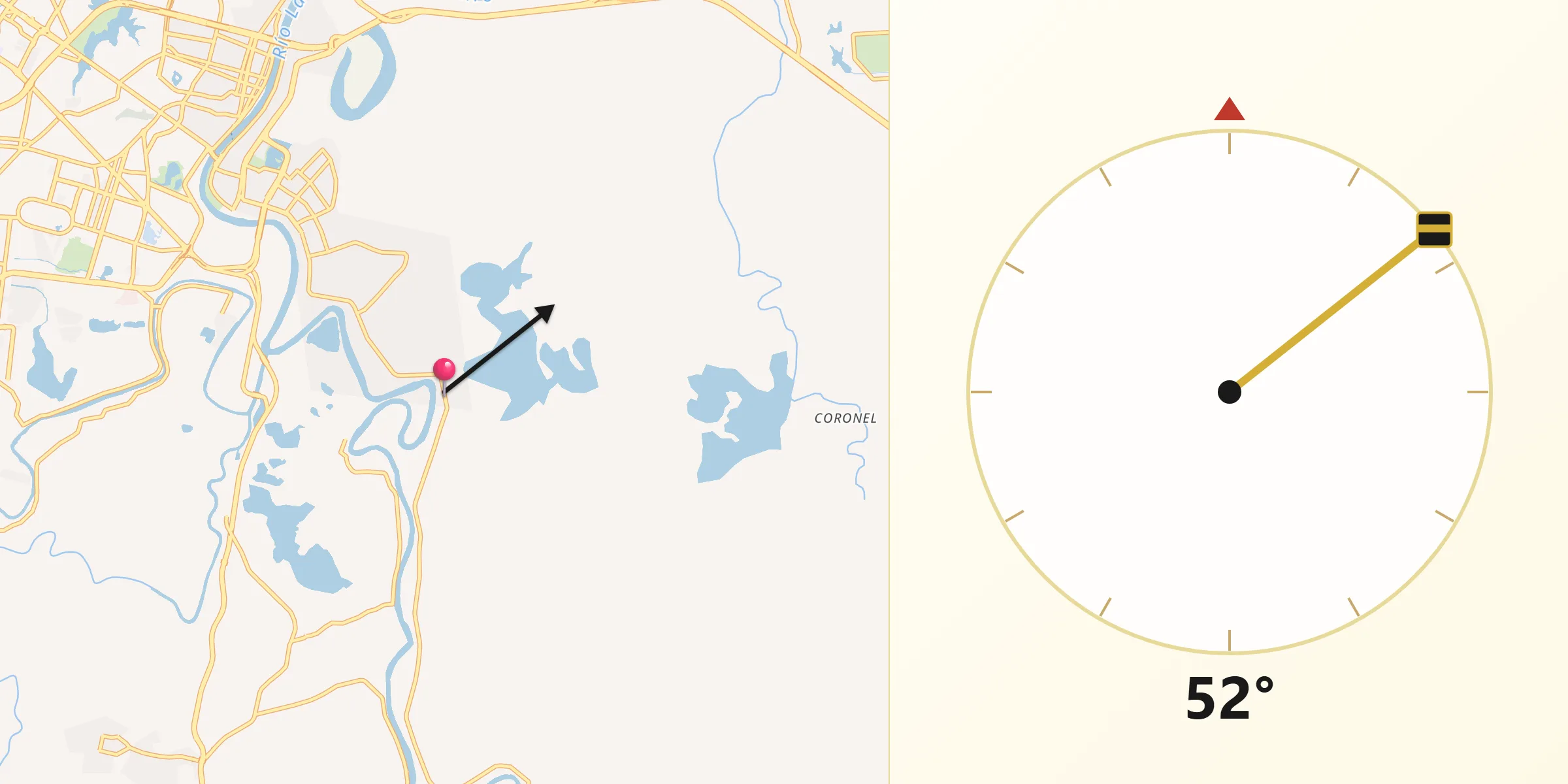 Dirección de la Qibla desde Gaviotas Sur (El Cedral)