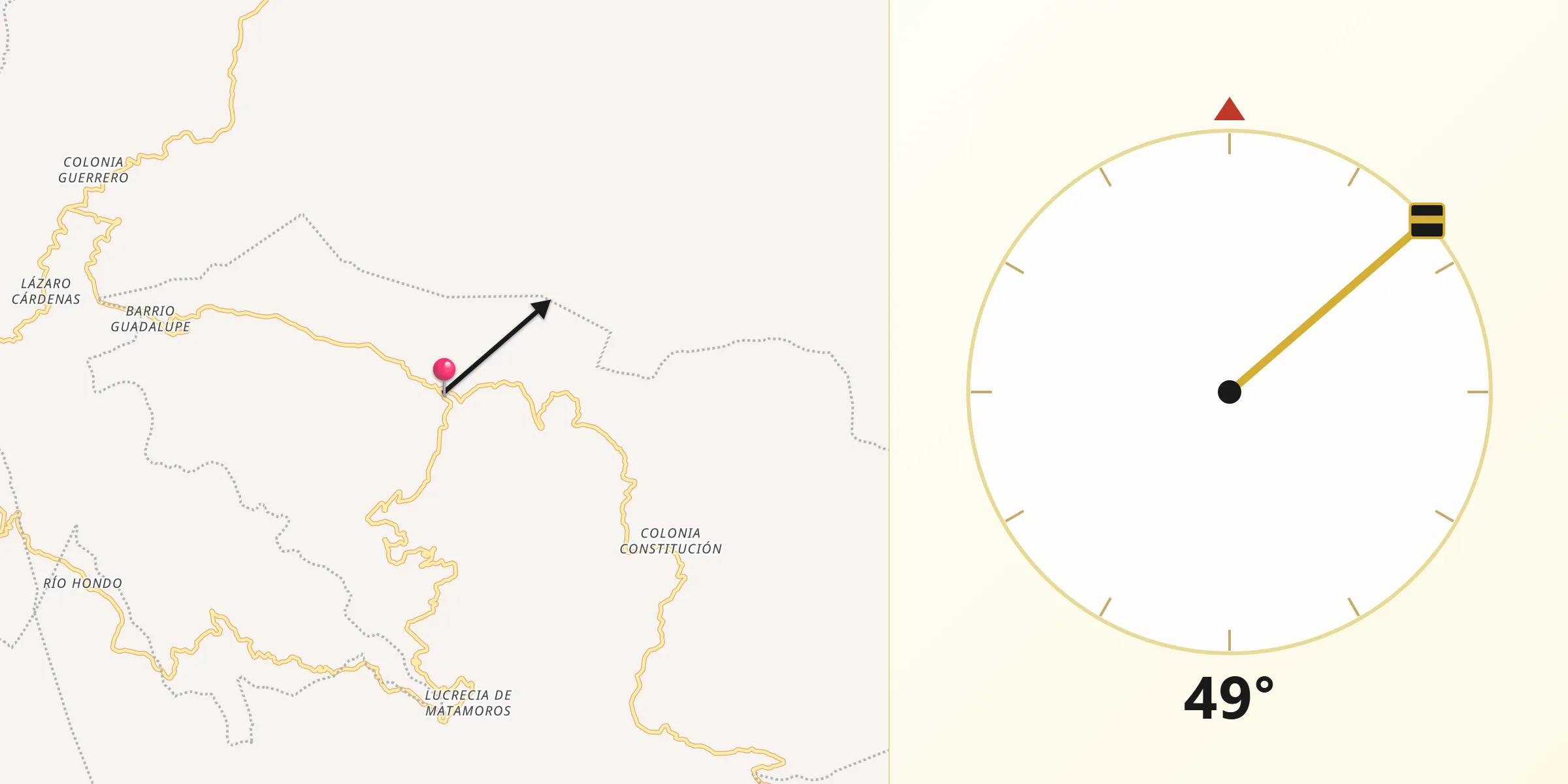 Dirección de la Qibla desde San Andrés Teotilalpam
