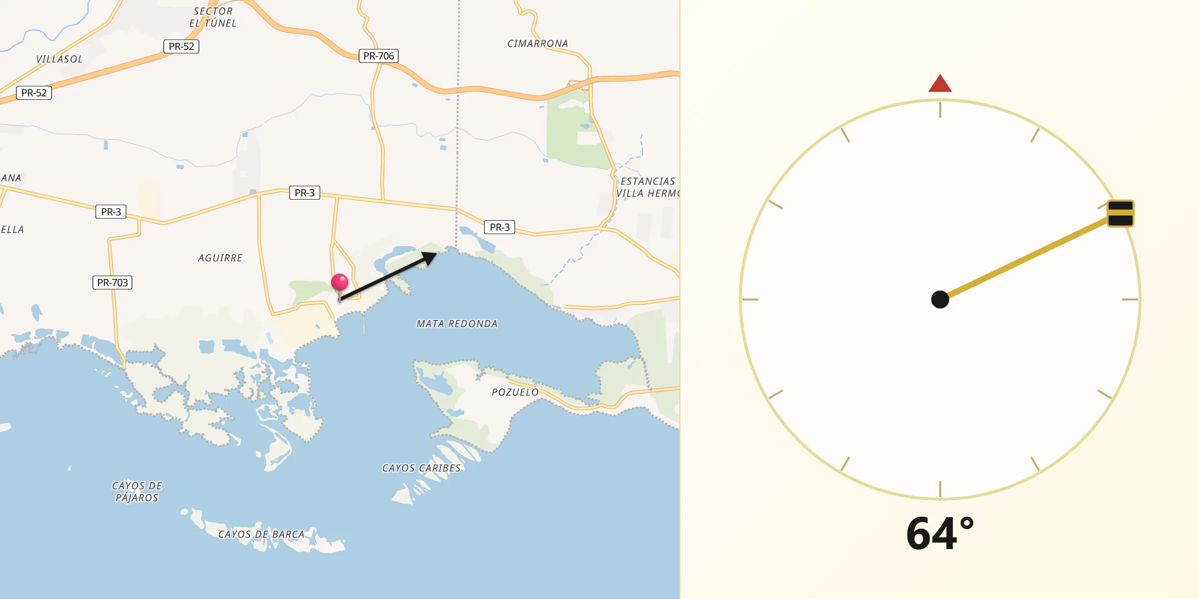 Qibla Direction from Central Aguirre