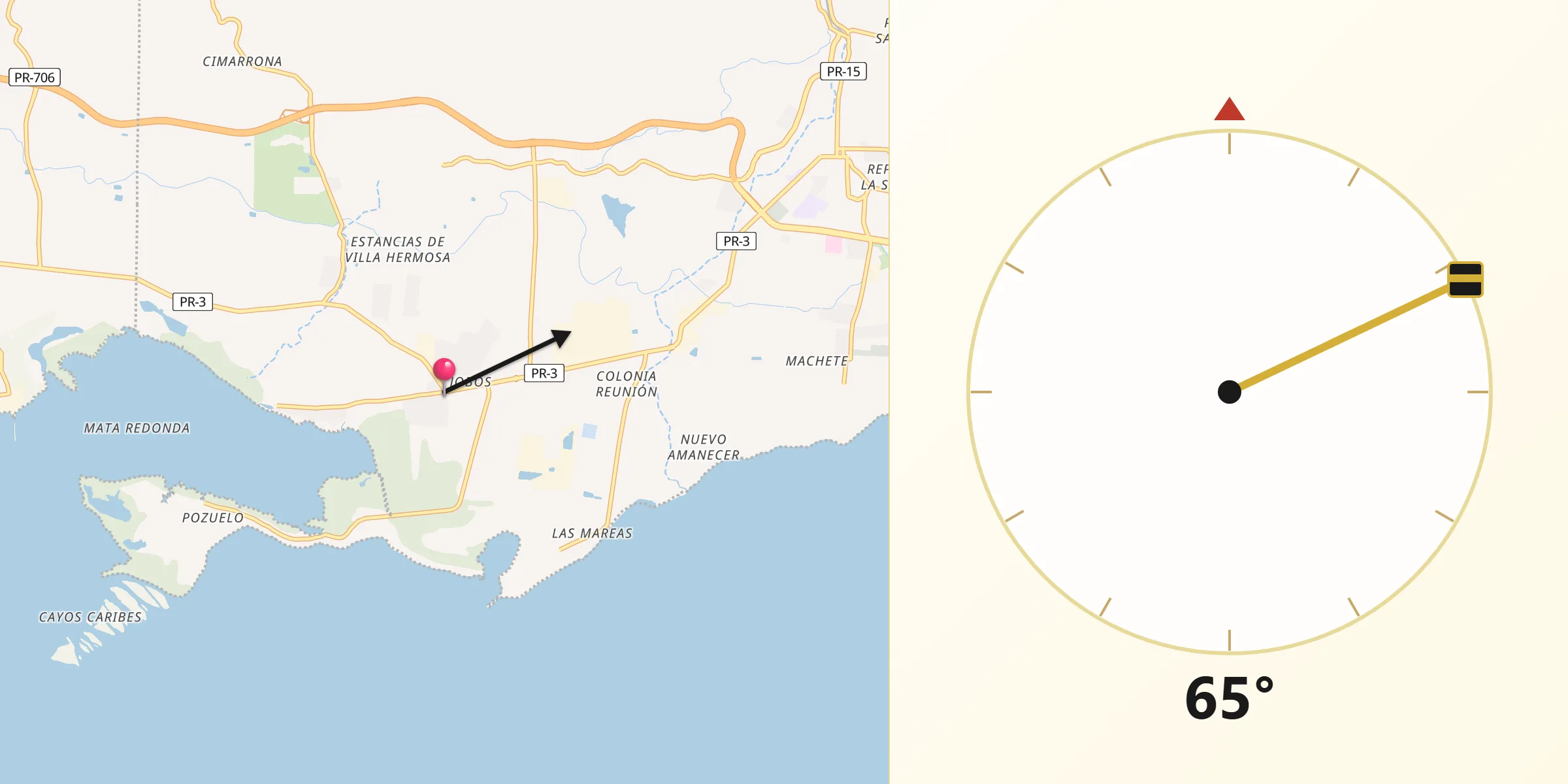 Qibla Direction from Jobos
