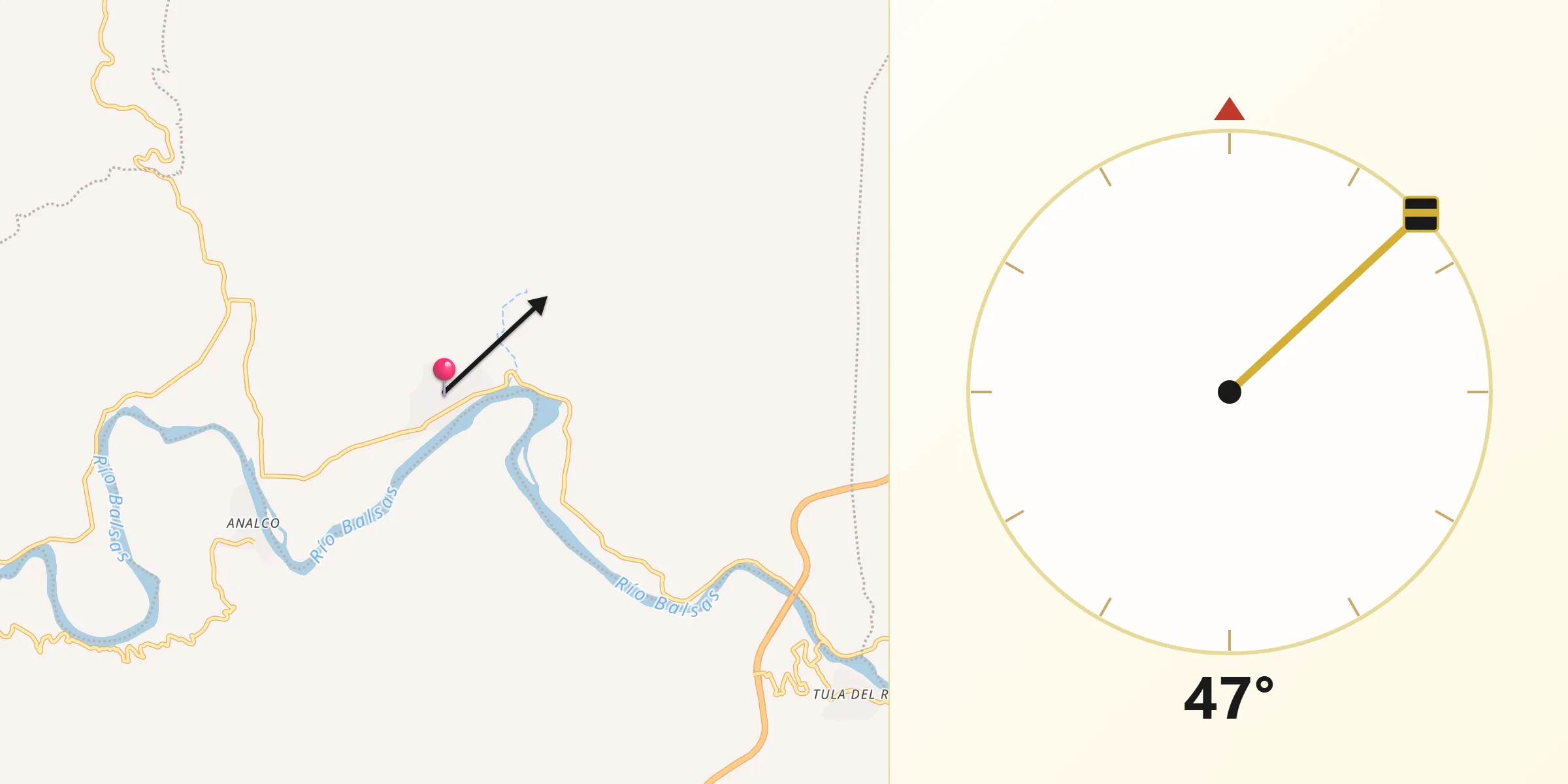 Dirección de la Qibla desde San Miguel Tecuiciapan