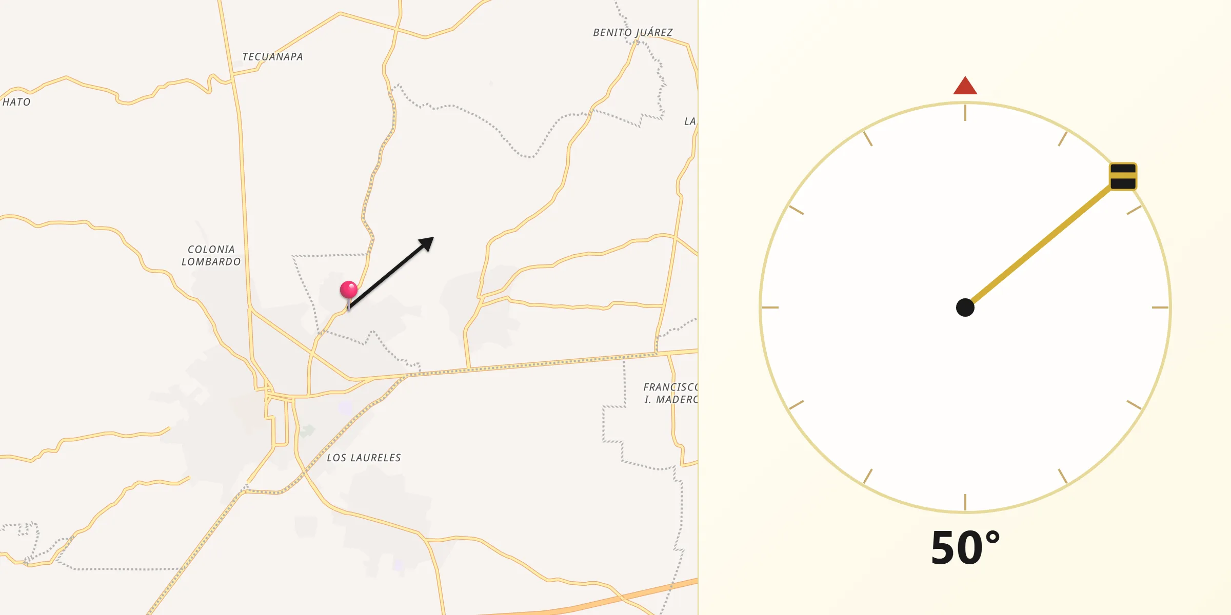 Dirección de la Qibla desde Colonia Lealtad