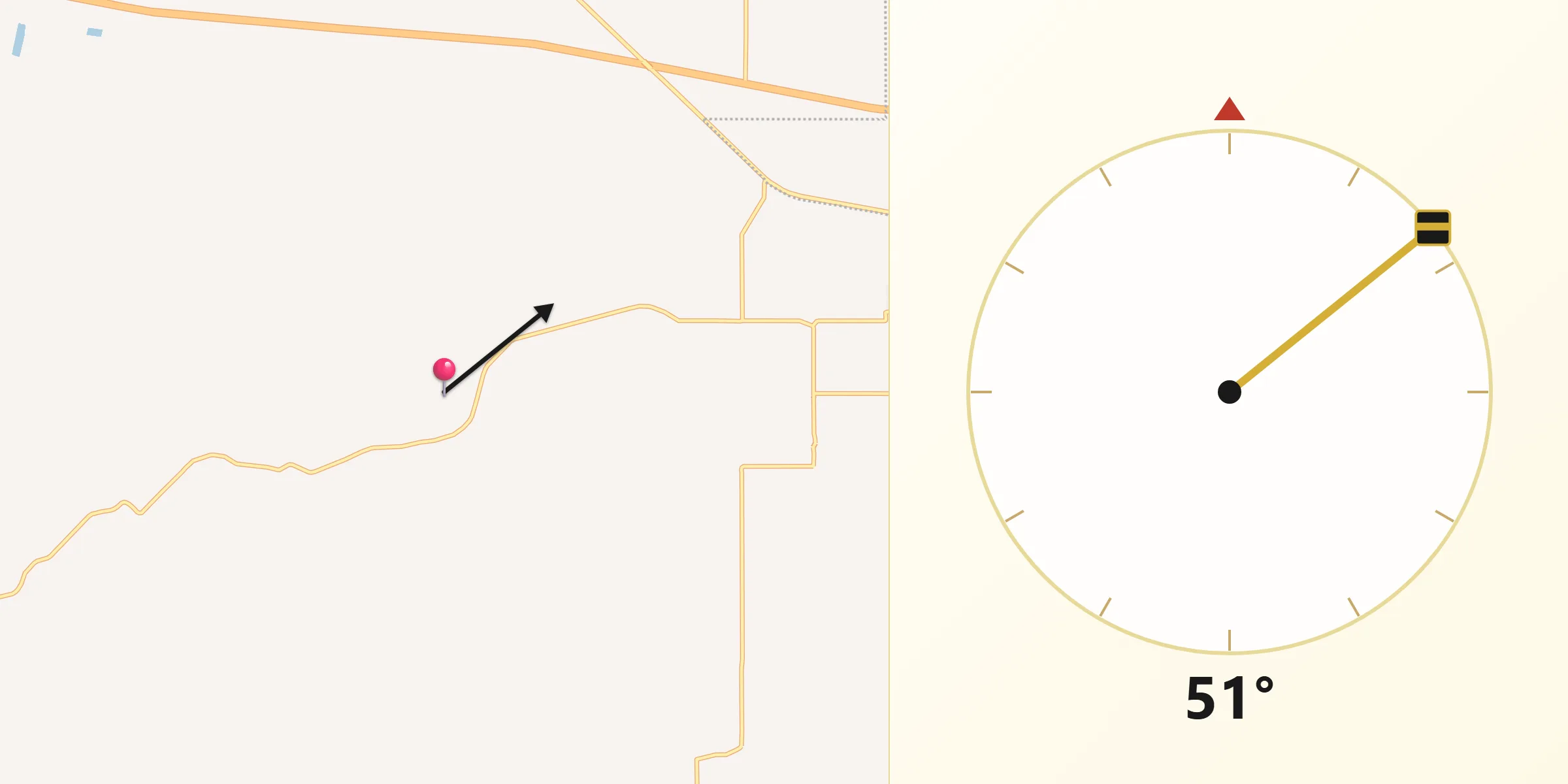 Dirección de la Qibla desde Paso de la Mina 3ra. Sección