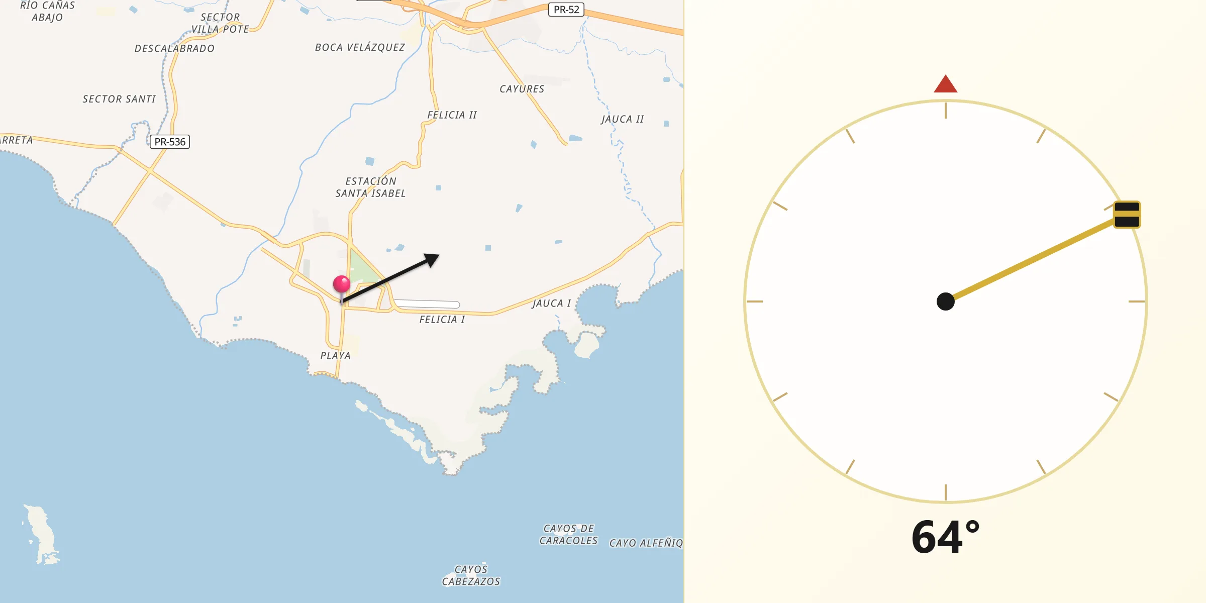Qibla Direction from Santa Isabel