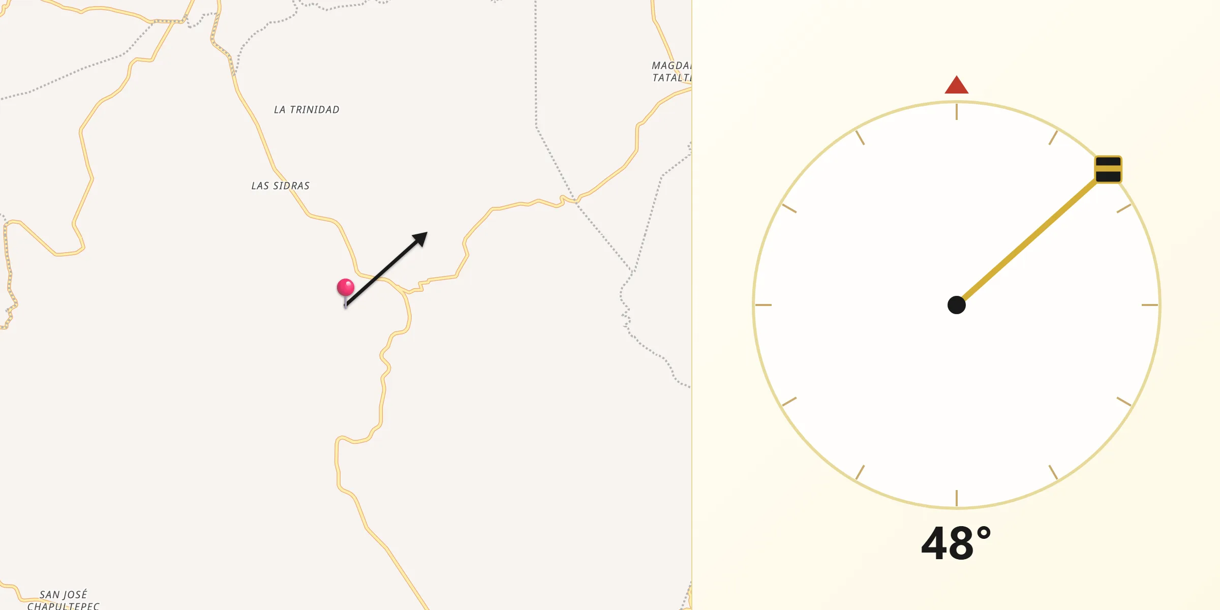 Dirección de la Qibla desde Chila