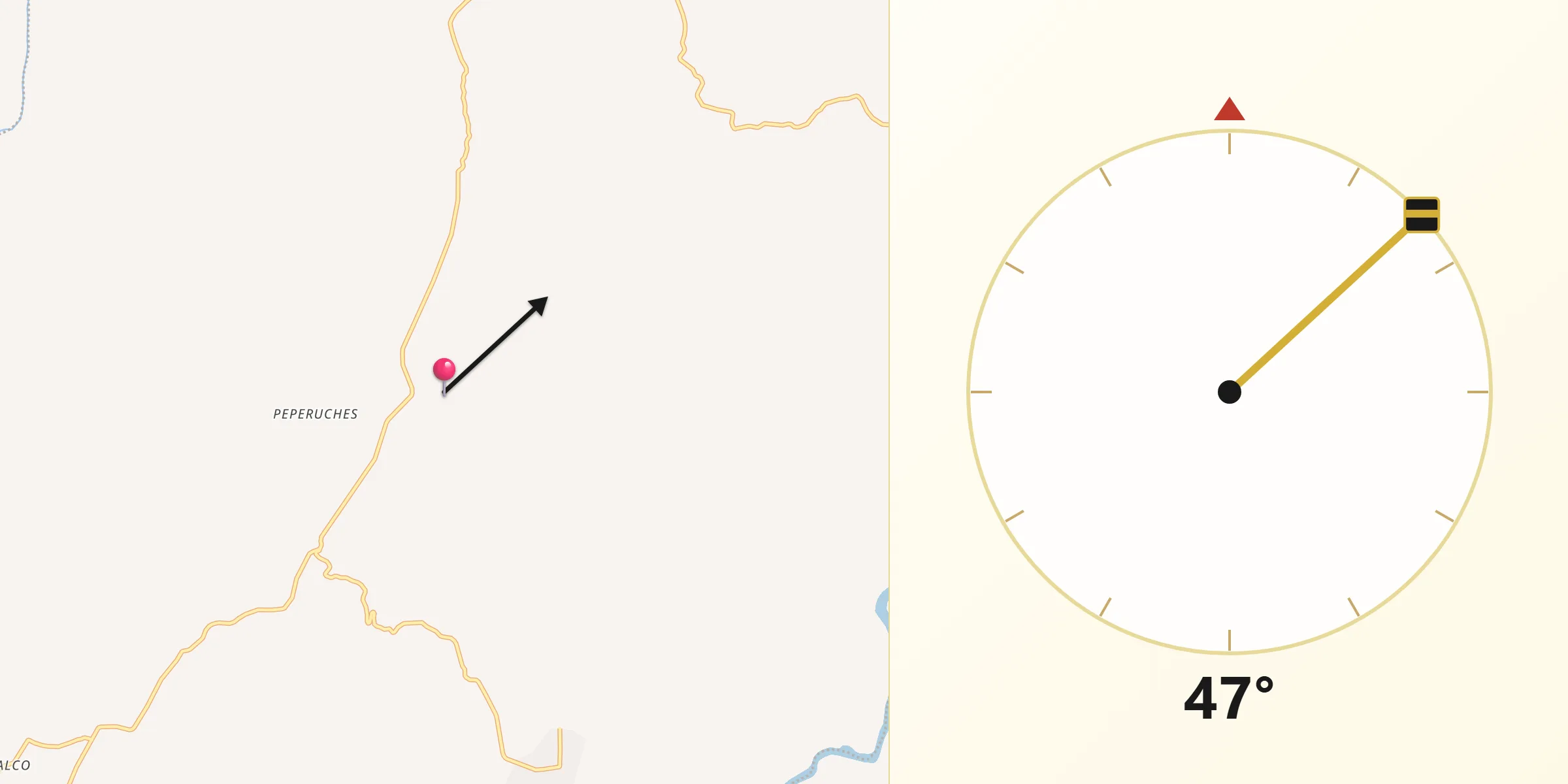 Dirección de la Qibla desde Copalillo
