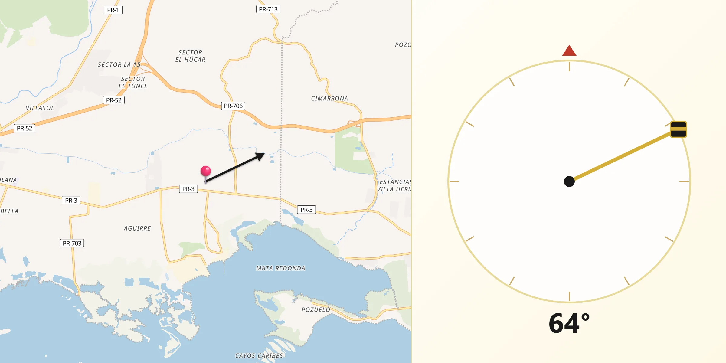 Qibla Direction from Coquí