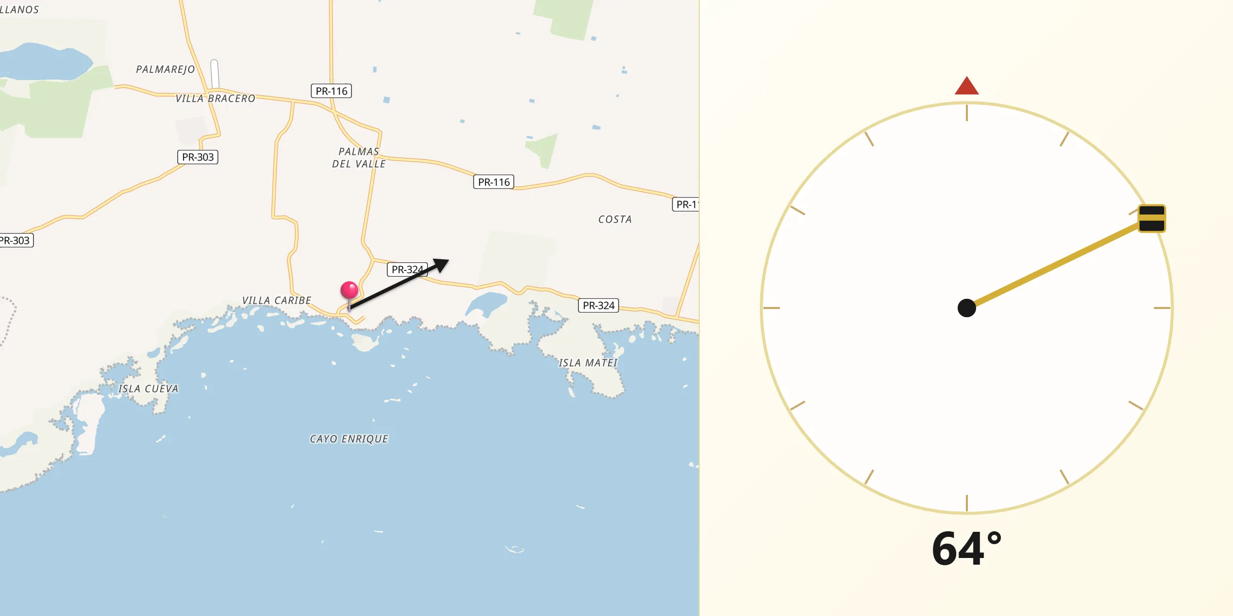 Qibla Direction from La Parguera