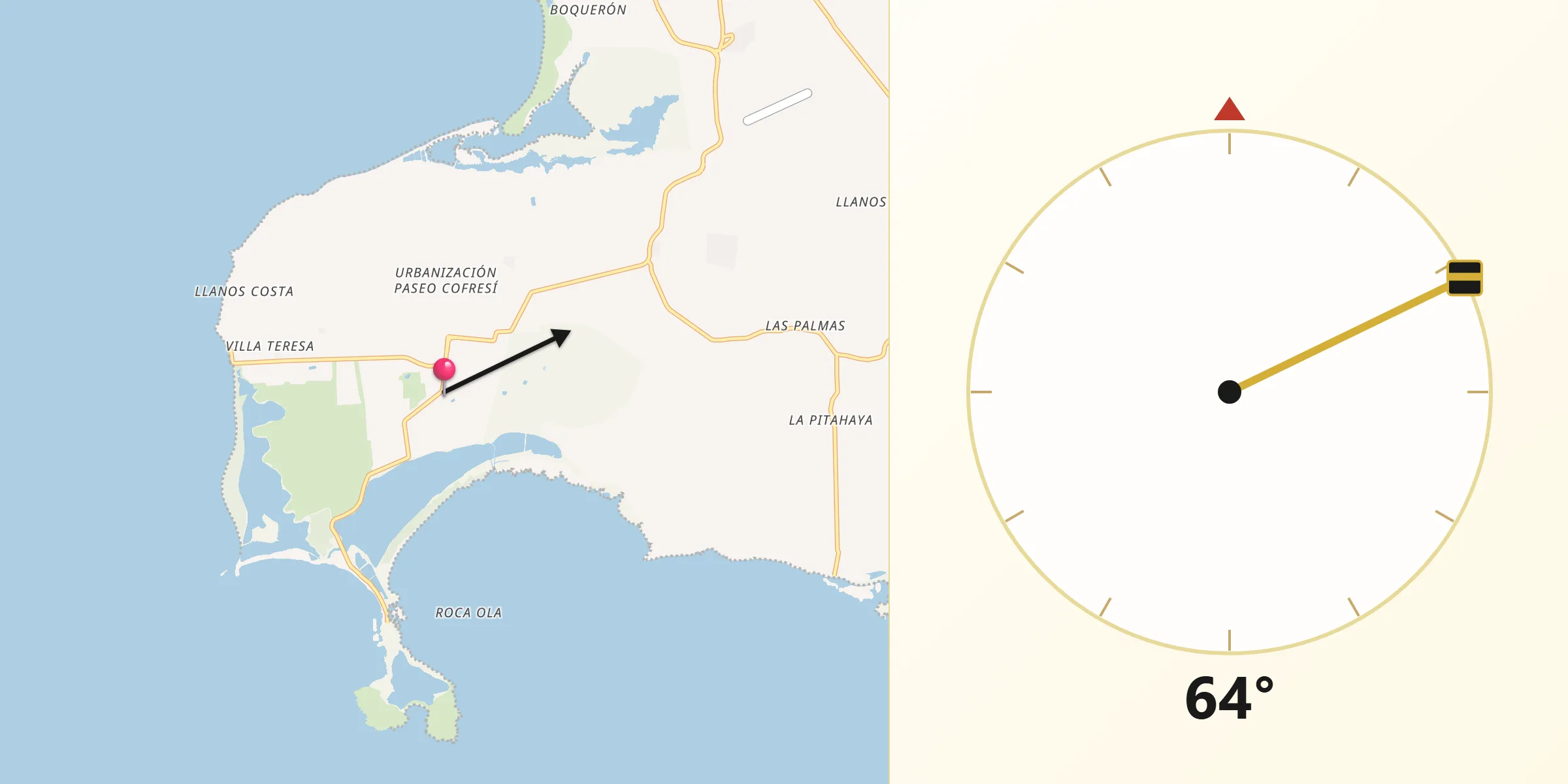 Qibla Direction from Pole Ojea