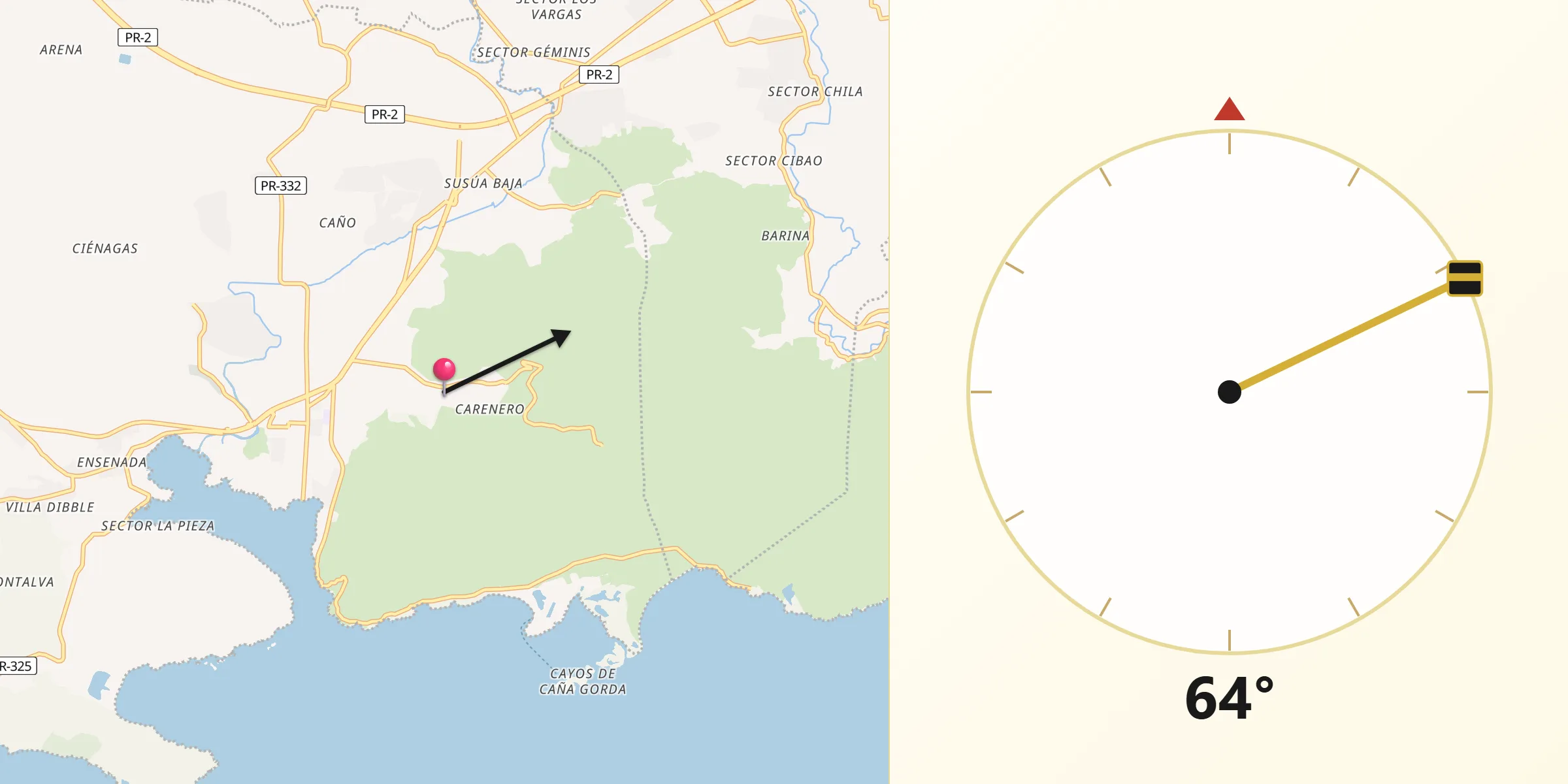 Qibla Direction from Maria Antonia