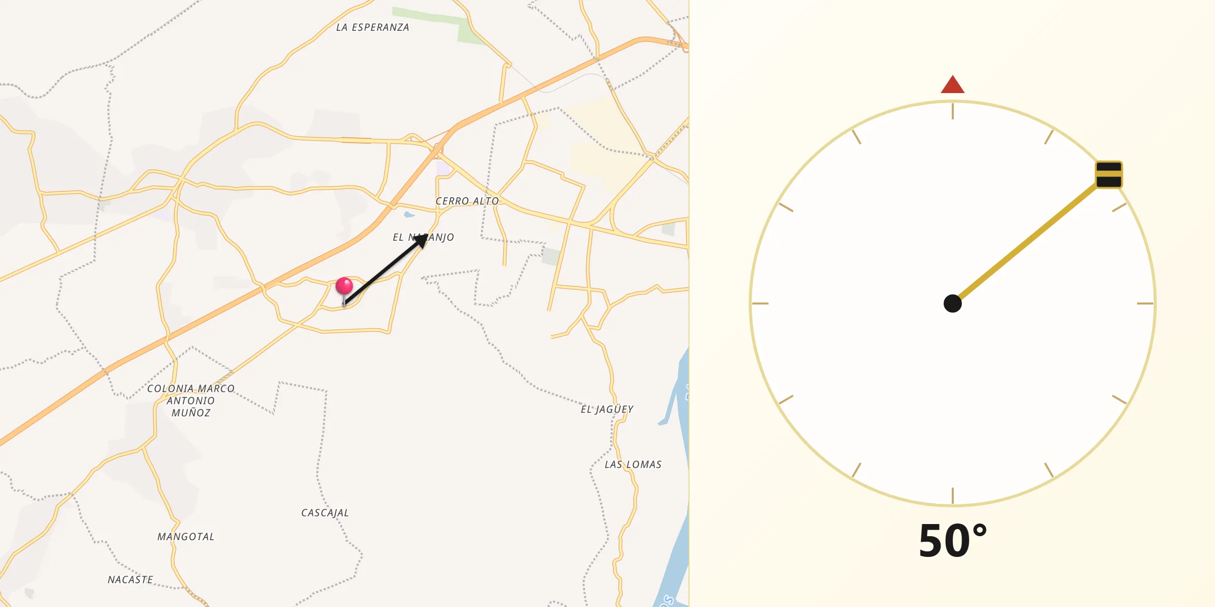 Dirección de la Qibla desde San Pedro Mártir