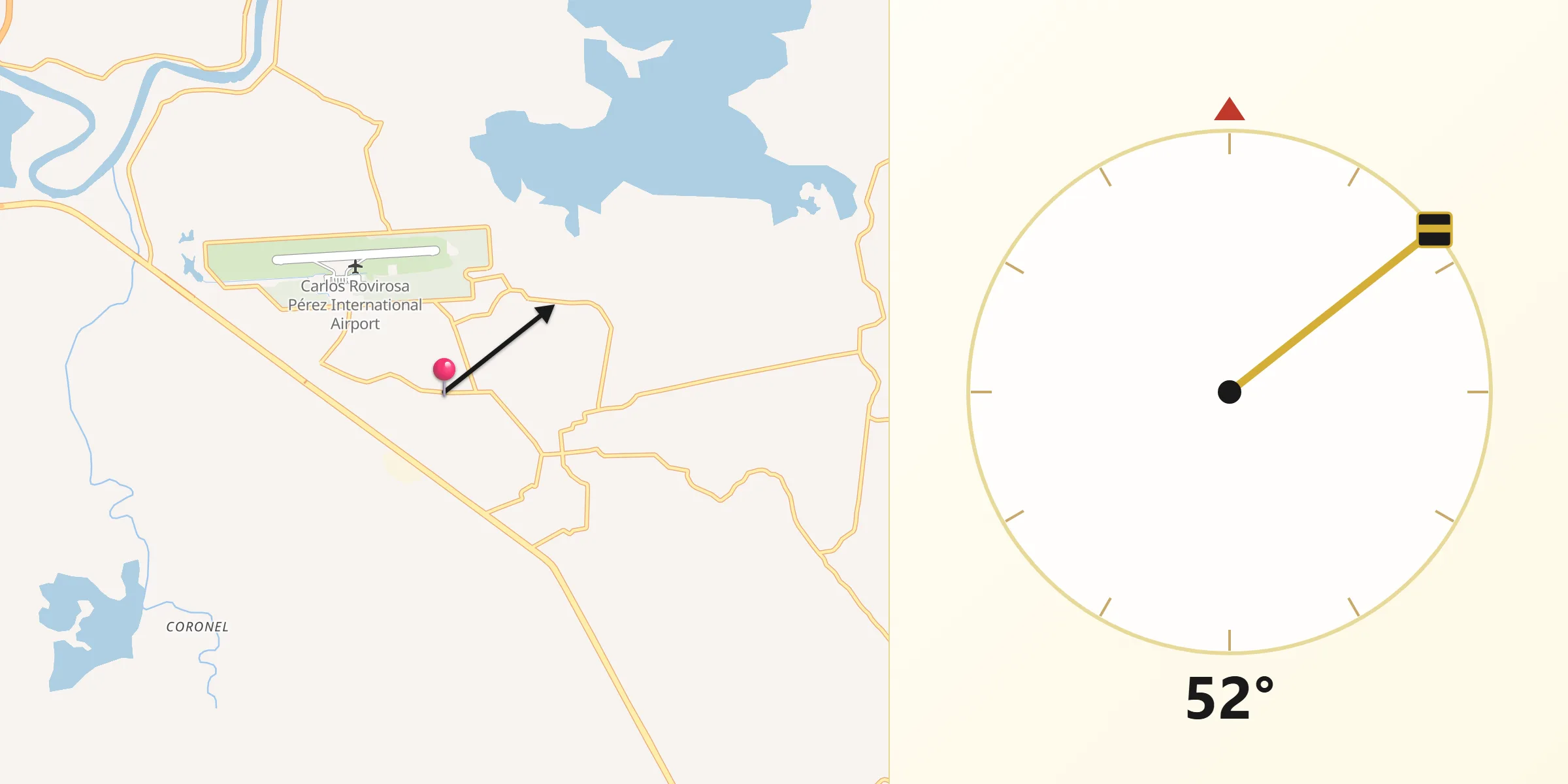 Dirección de la Qibla desde La Palma