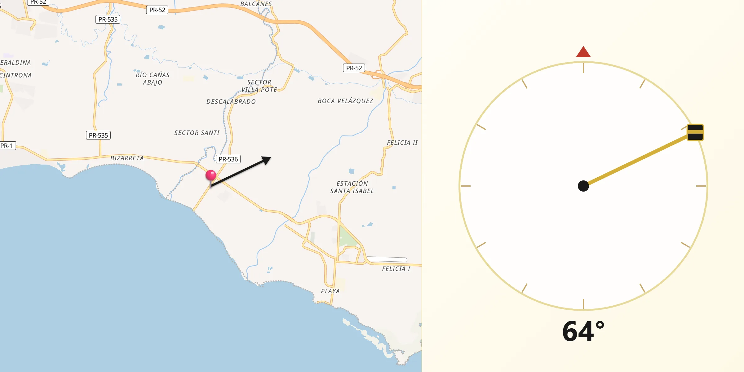 Qibla Direction from Playita Cortada