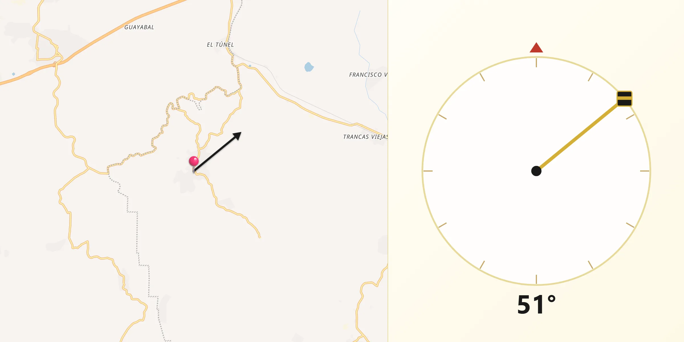 Dirección de la Qibla desde Moloacán