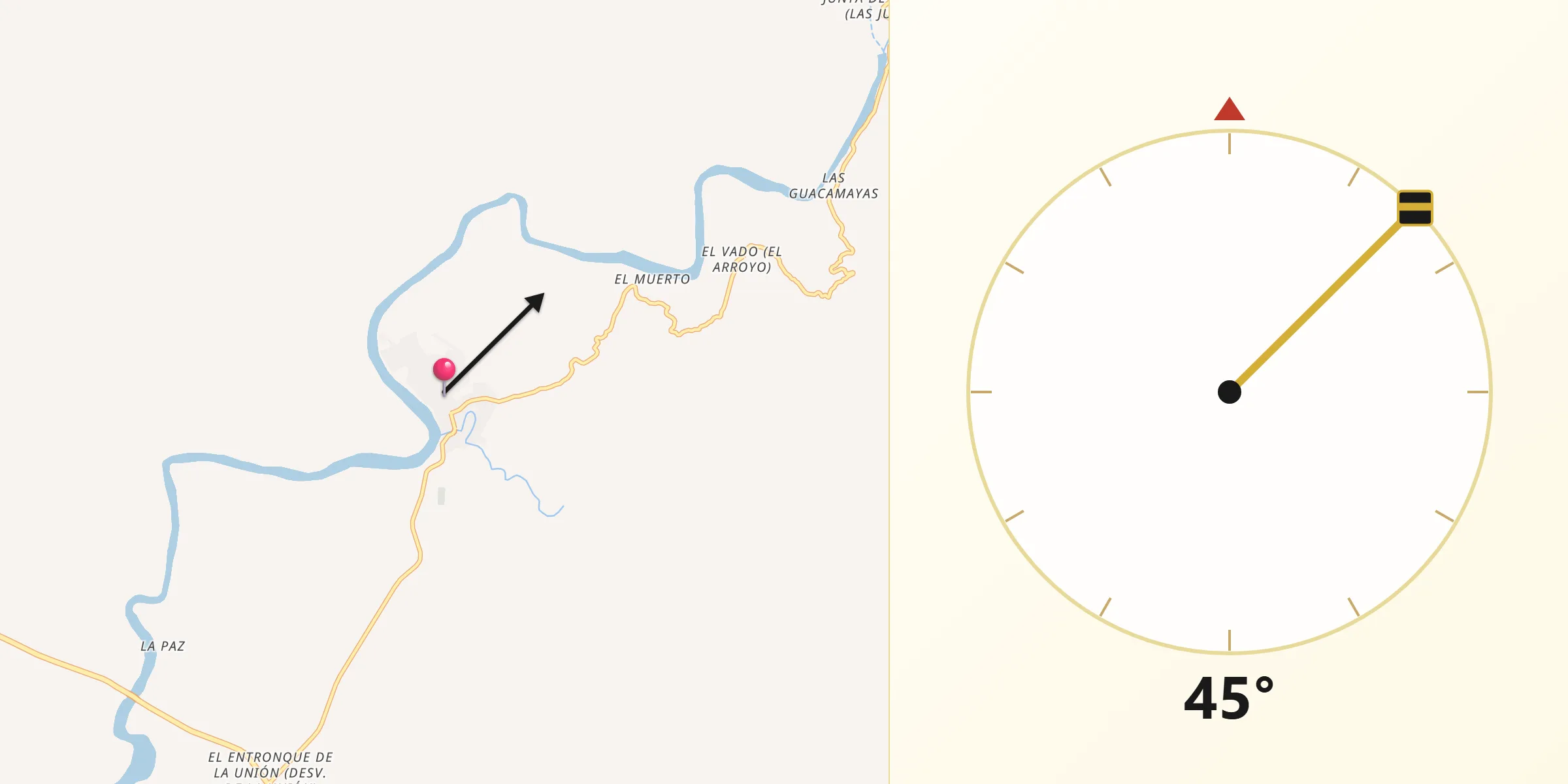 Dirección de la Qibla desde La Unión