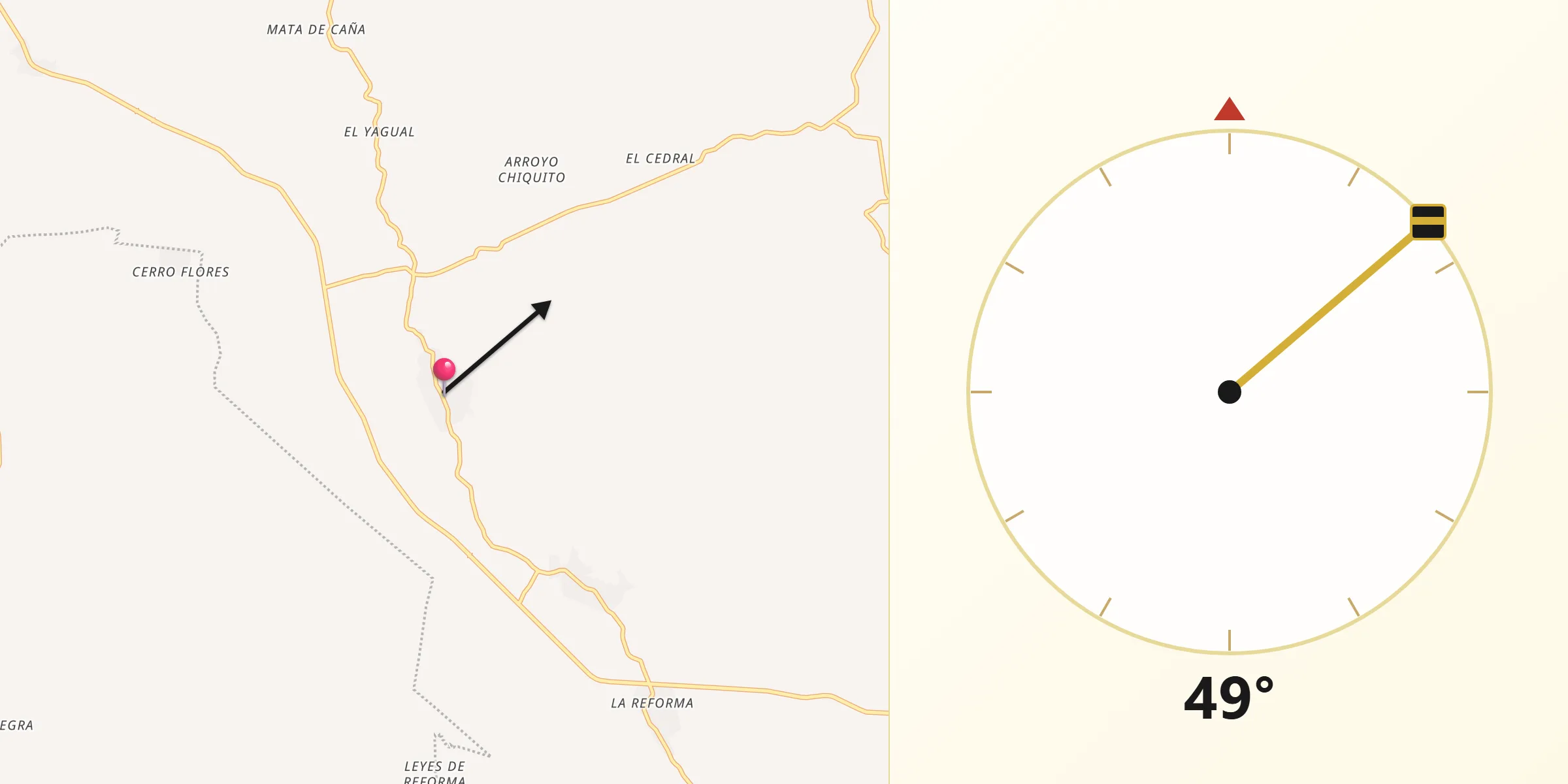 Dirección de la Qibla desde La Mina