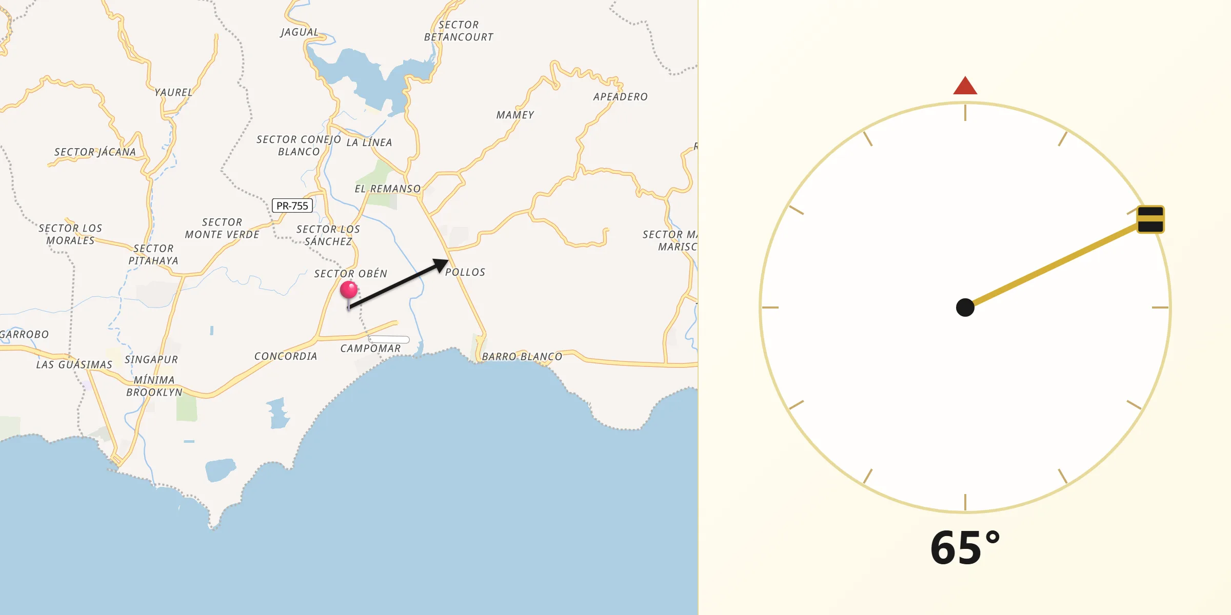 Qibla Direction from Palmas