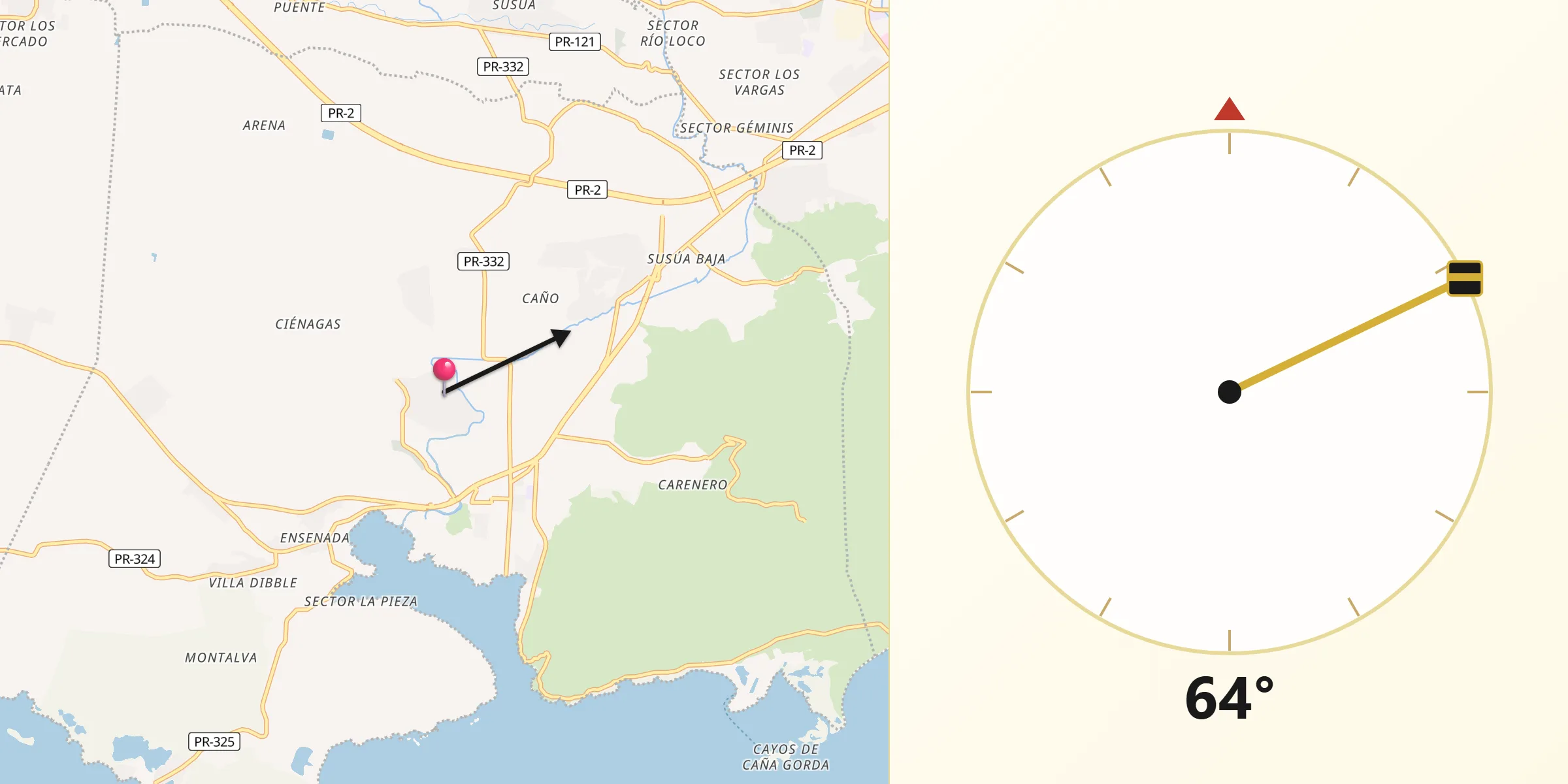 Qibla Direction from Fuig