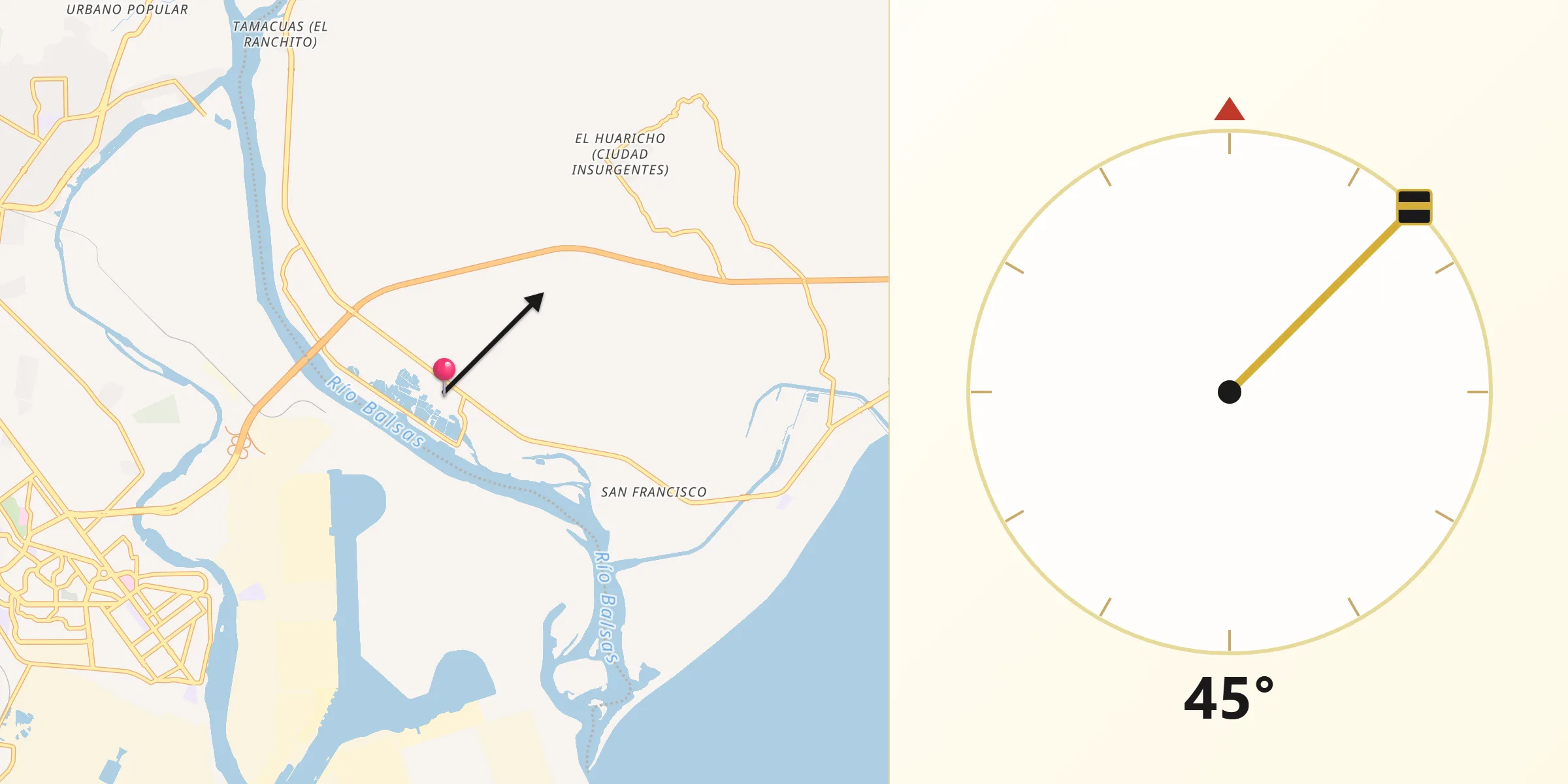 Dirección de la Qibla desde El Naranjito