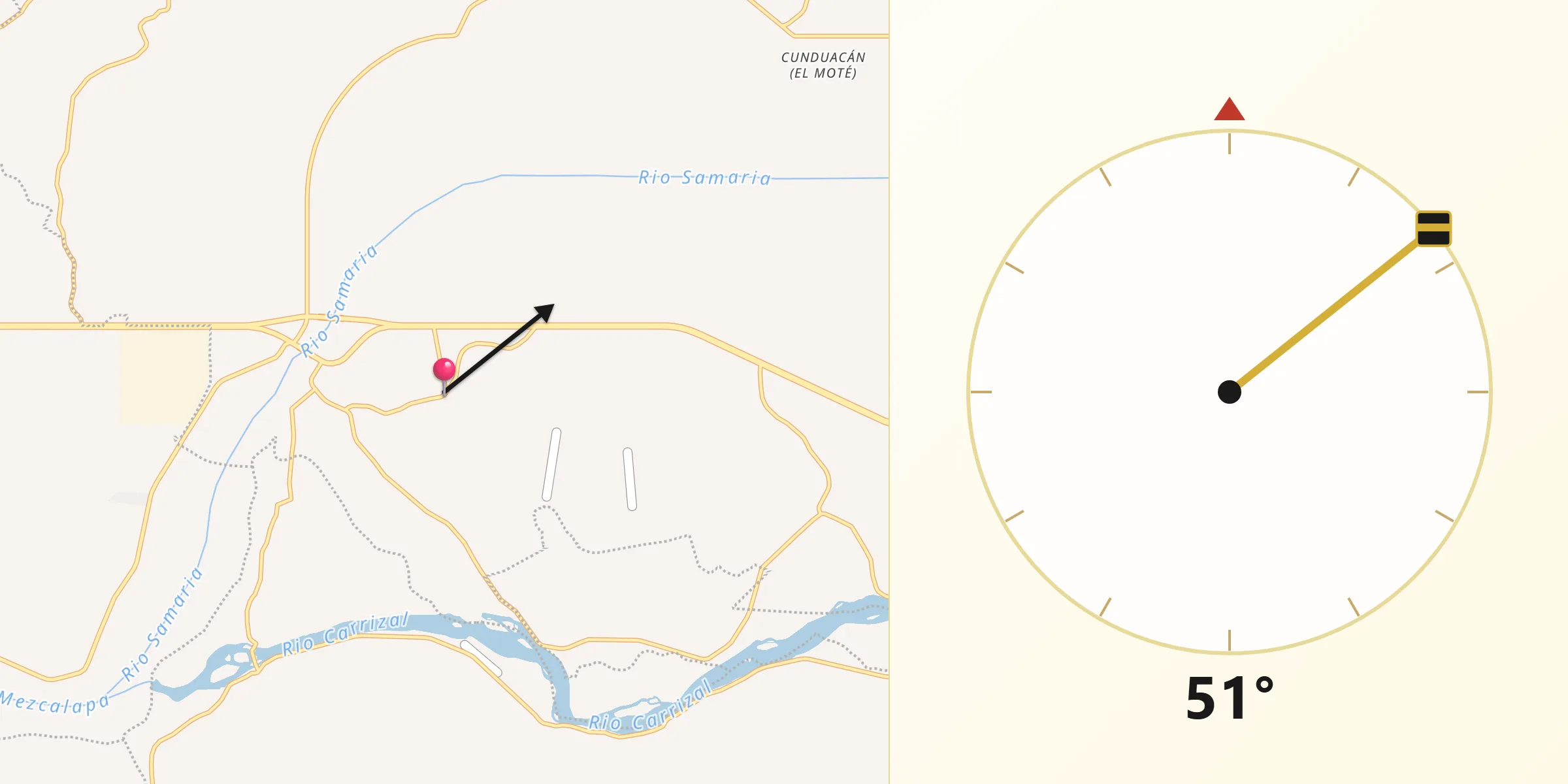 Dirección de la Qibla desde Cucuyulapa Primera Sección