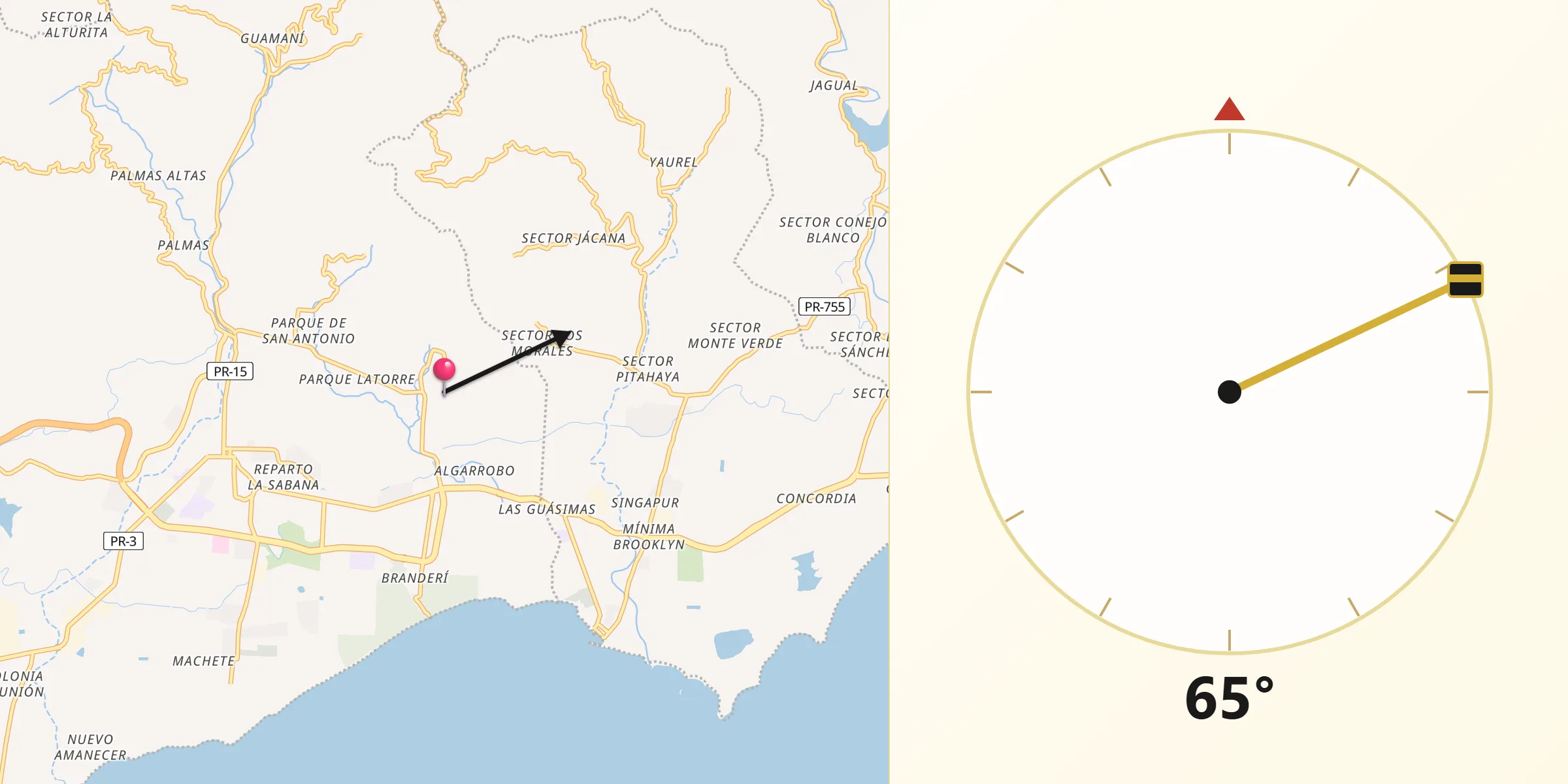 Qibla Direction from Corazón