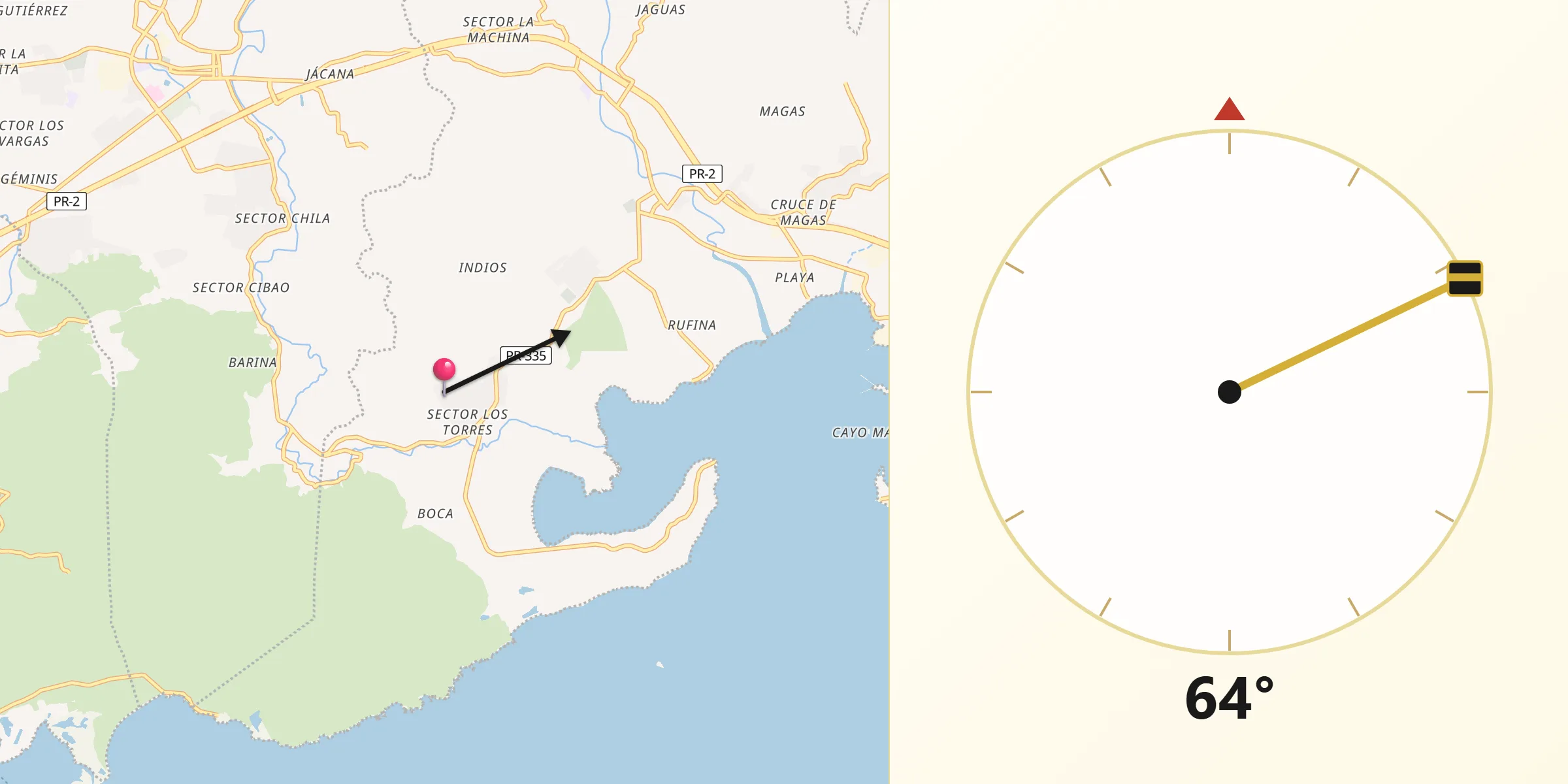 Qibla Direction from Indios