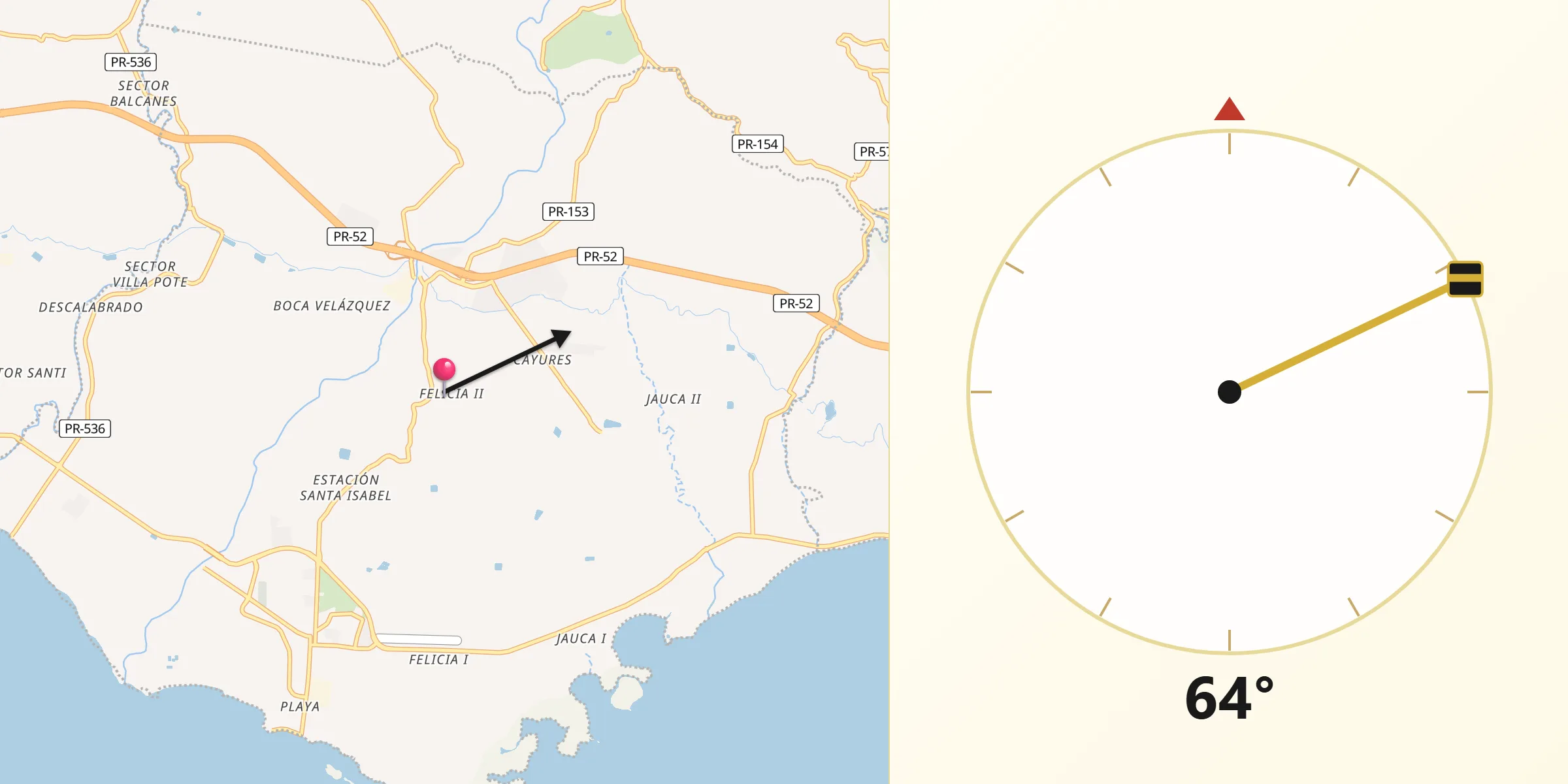 Qibla Direction from Santa Isabel Municipio