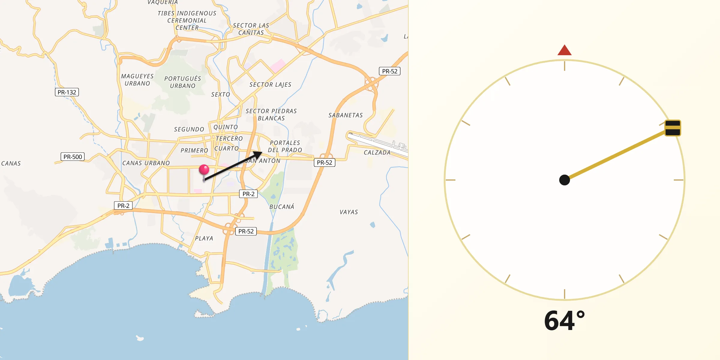 Qibla Direction from Ponce