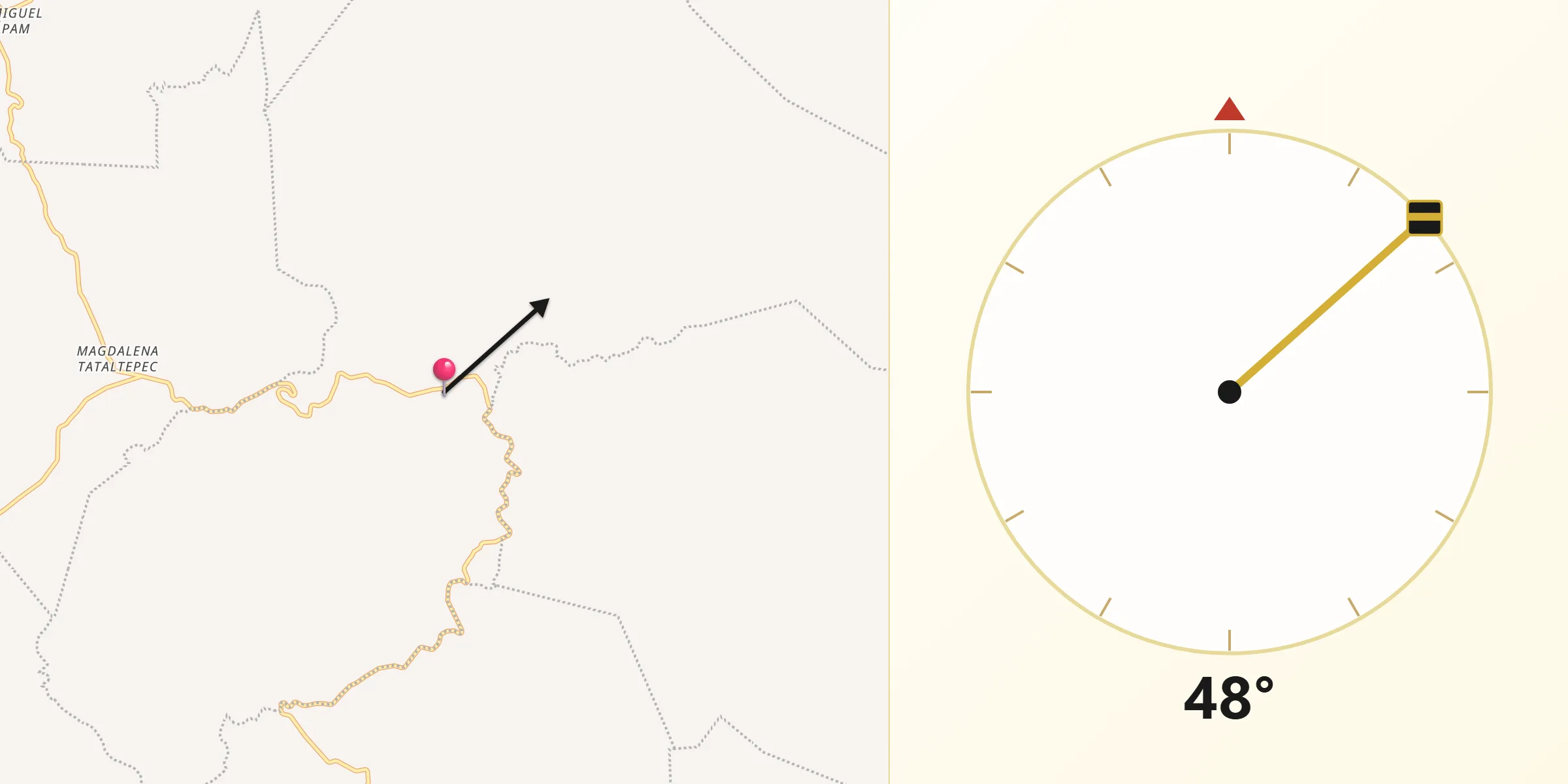 Dirección de la Qibla desde San Miguel Ixitlán