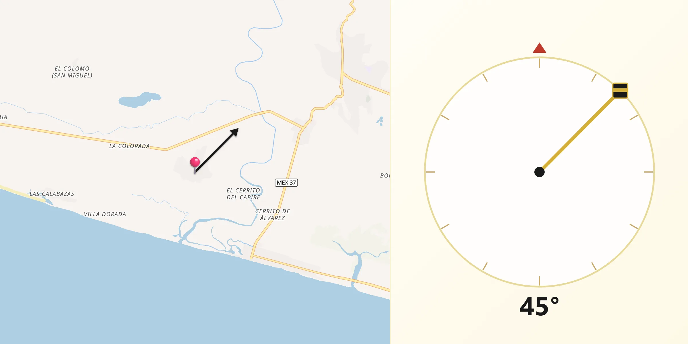 Dirección de la Qibla desde El Habillal