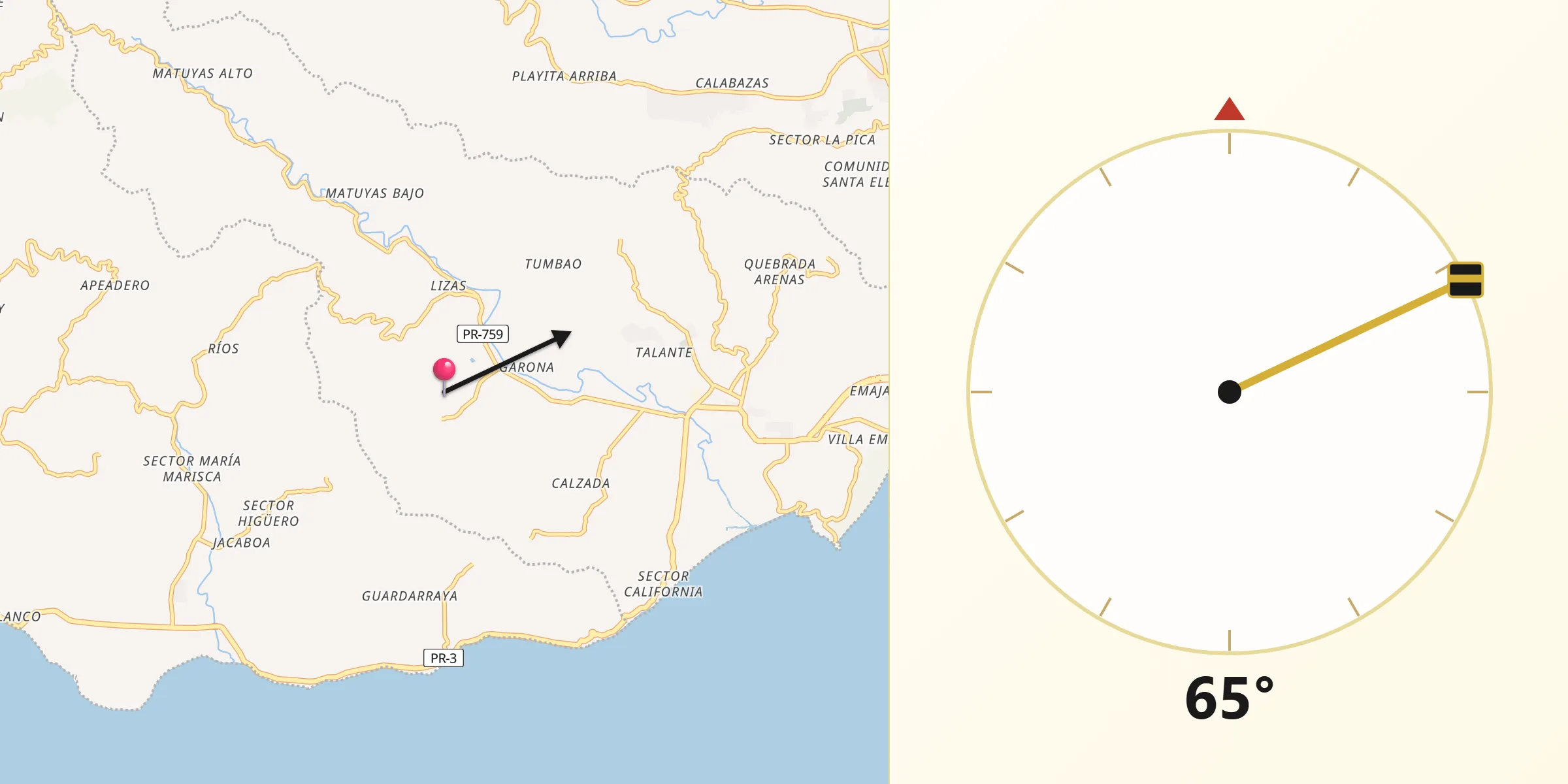 Qibla Direction from Palo Seco