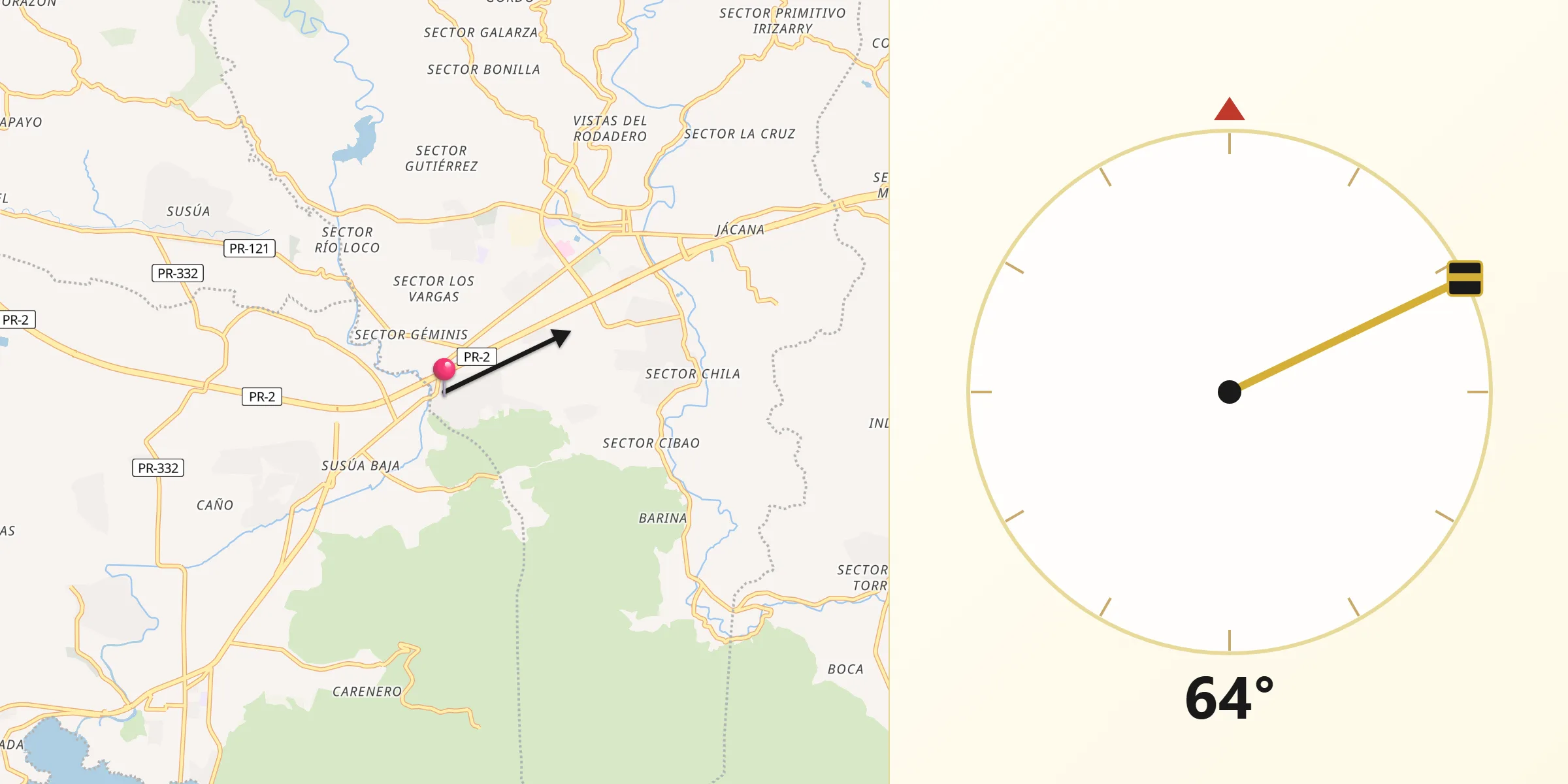 Qibla Direction from Palomas