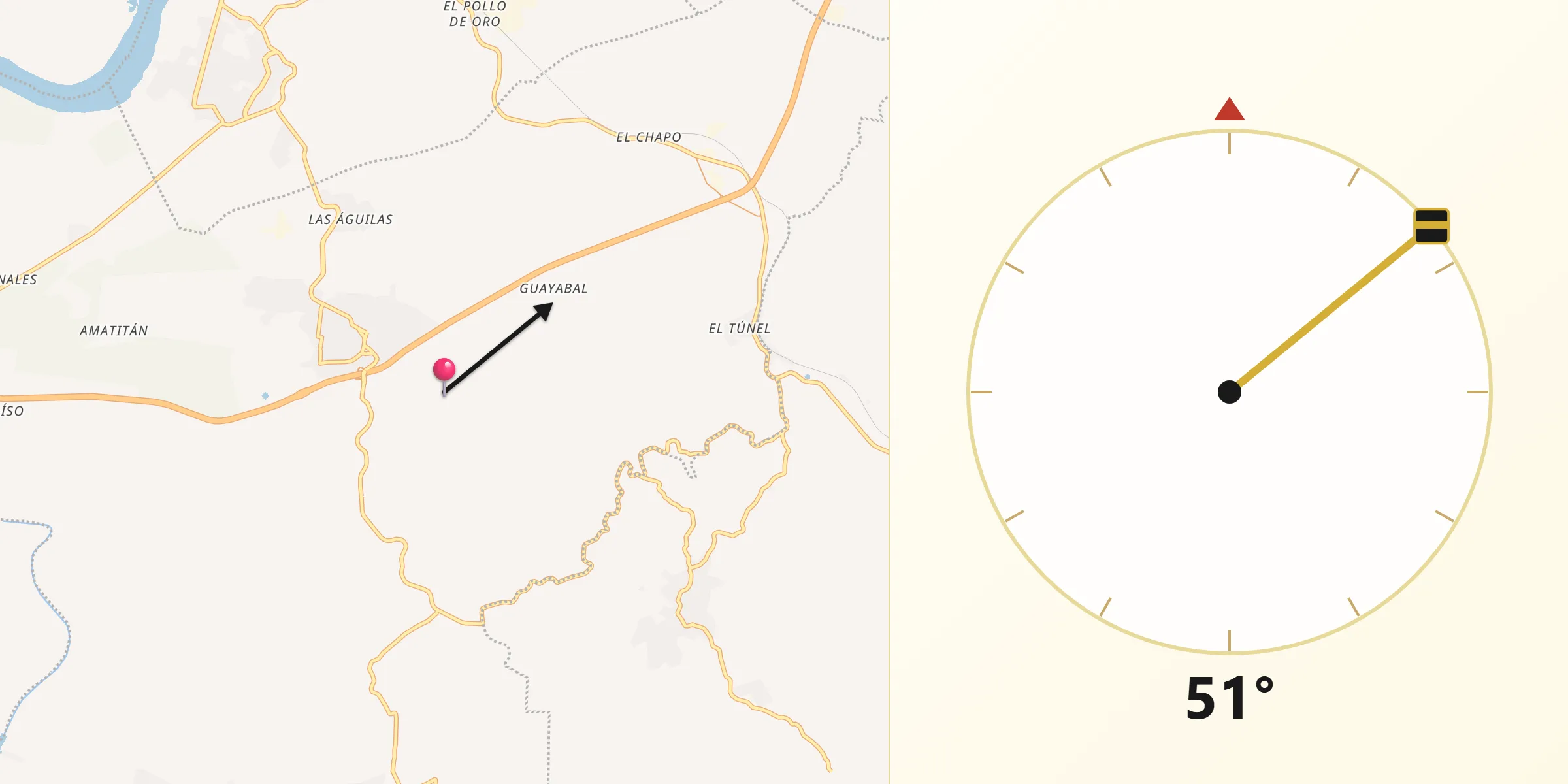 Dirección de la Qibla desde Ixhuatlán del Sureste
