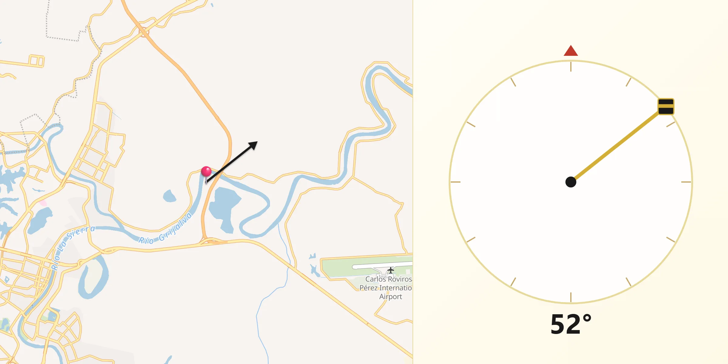 Dirección de la Qibla desde La Manga 2da. Sección (El Jobal)