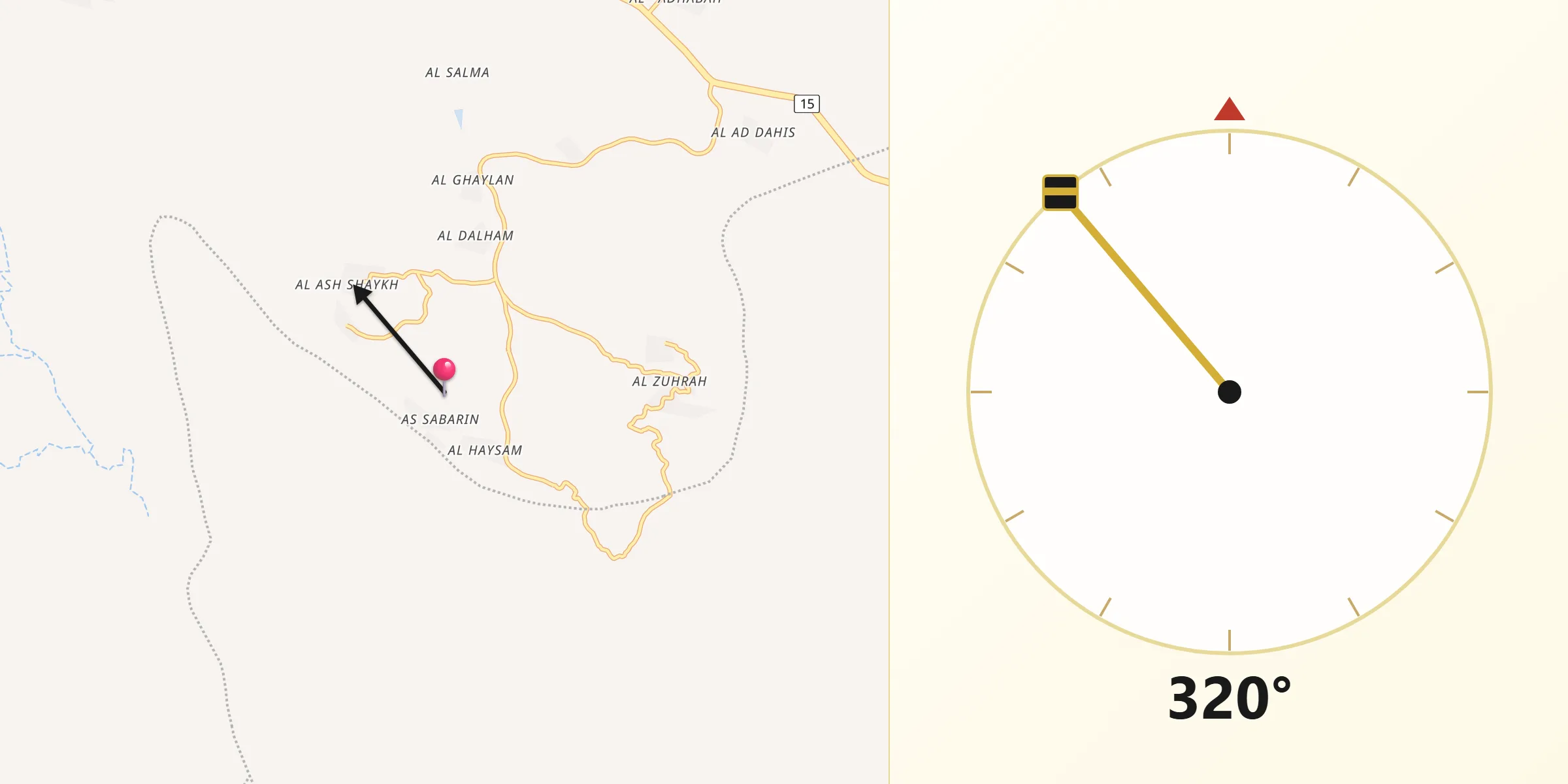 اتجاه القبلة من بدر الجنوب