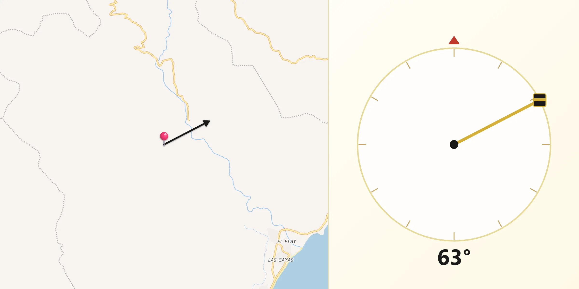 Dirección de la Qibla desde Paraíso