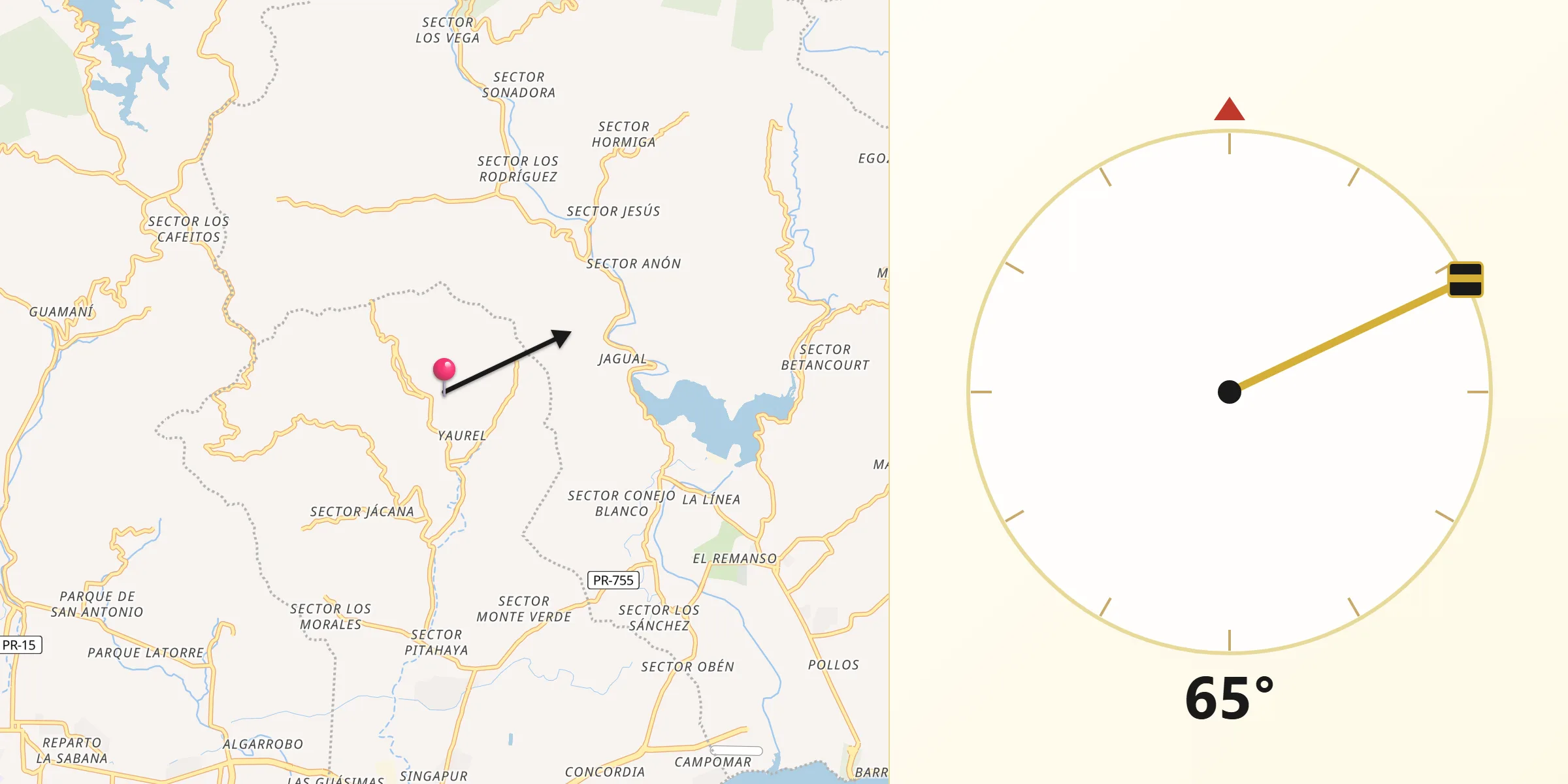 Qibla Direction from Yaurel