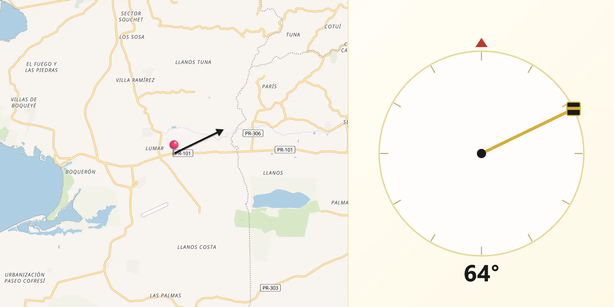Qibla Direction from Betances