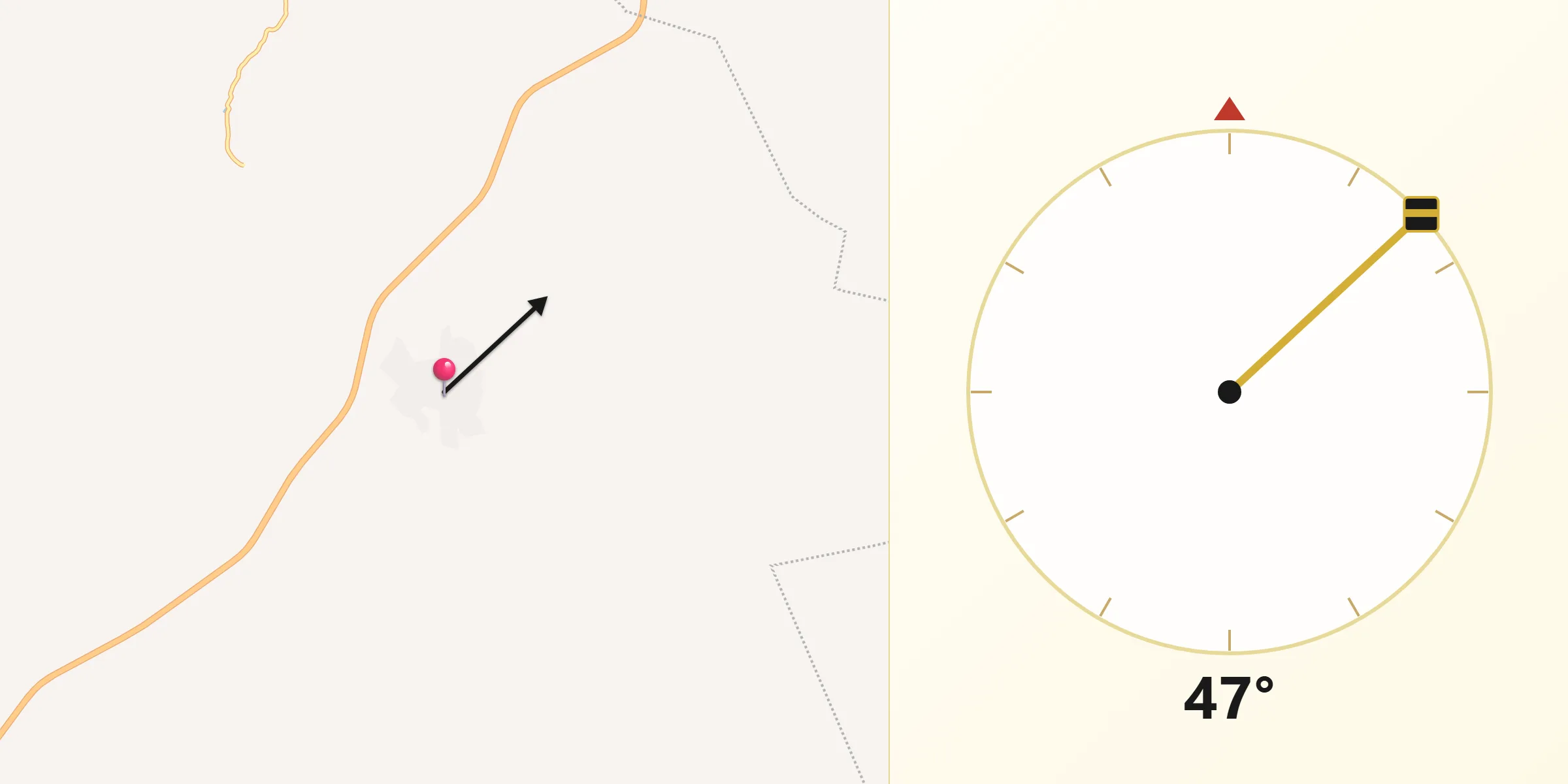 Dirección de la Qibla desde Tulimán