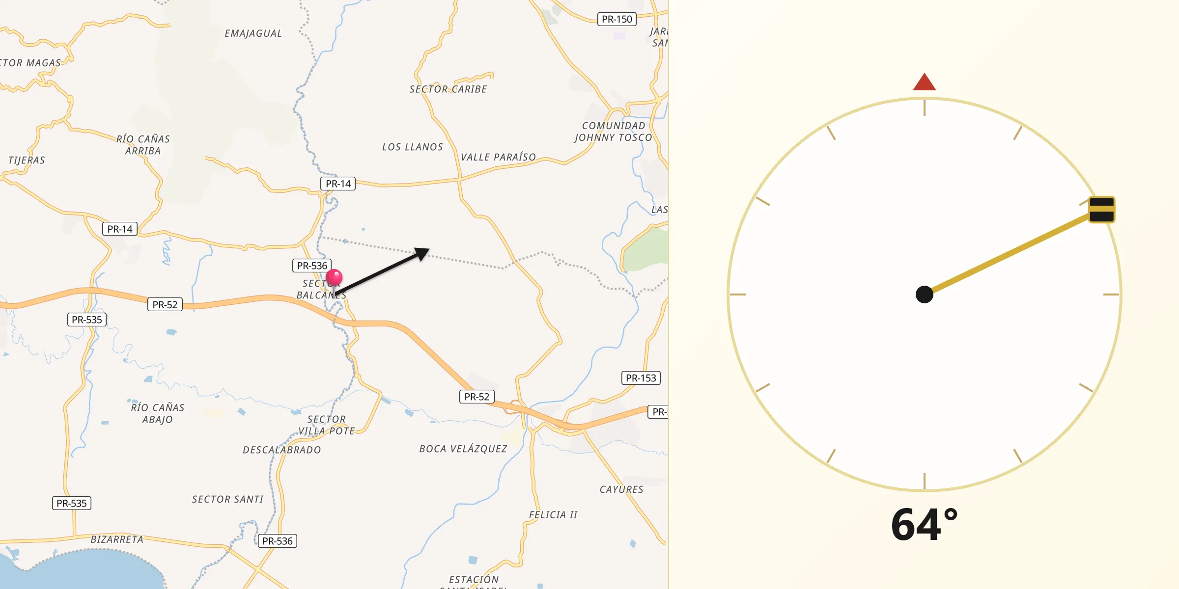 Qibla Direction from Las Ollas