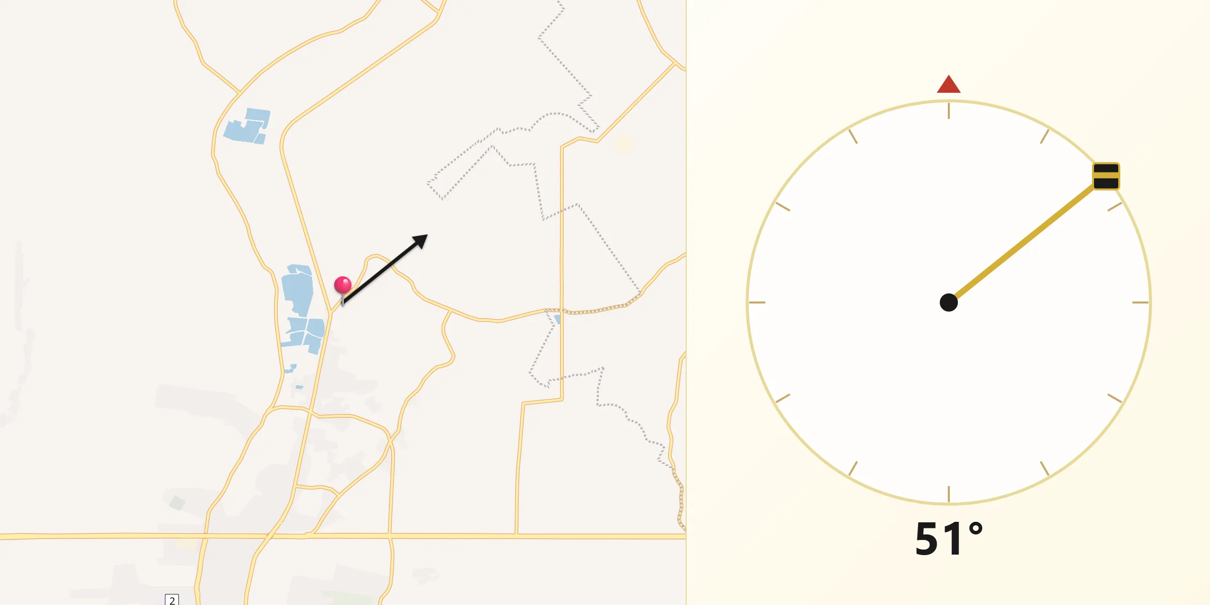 Dirección de la Qibla desde Melchor Ocampo