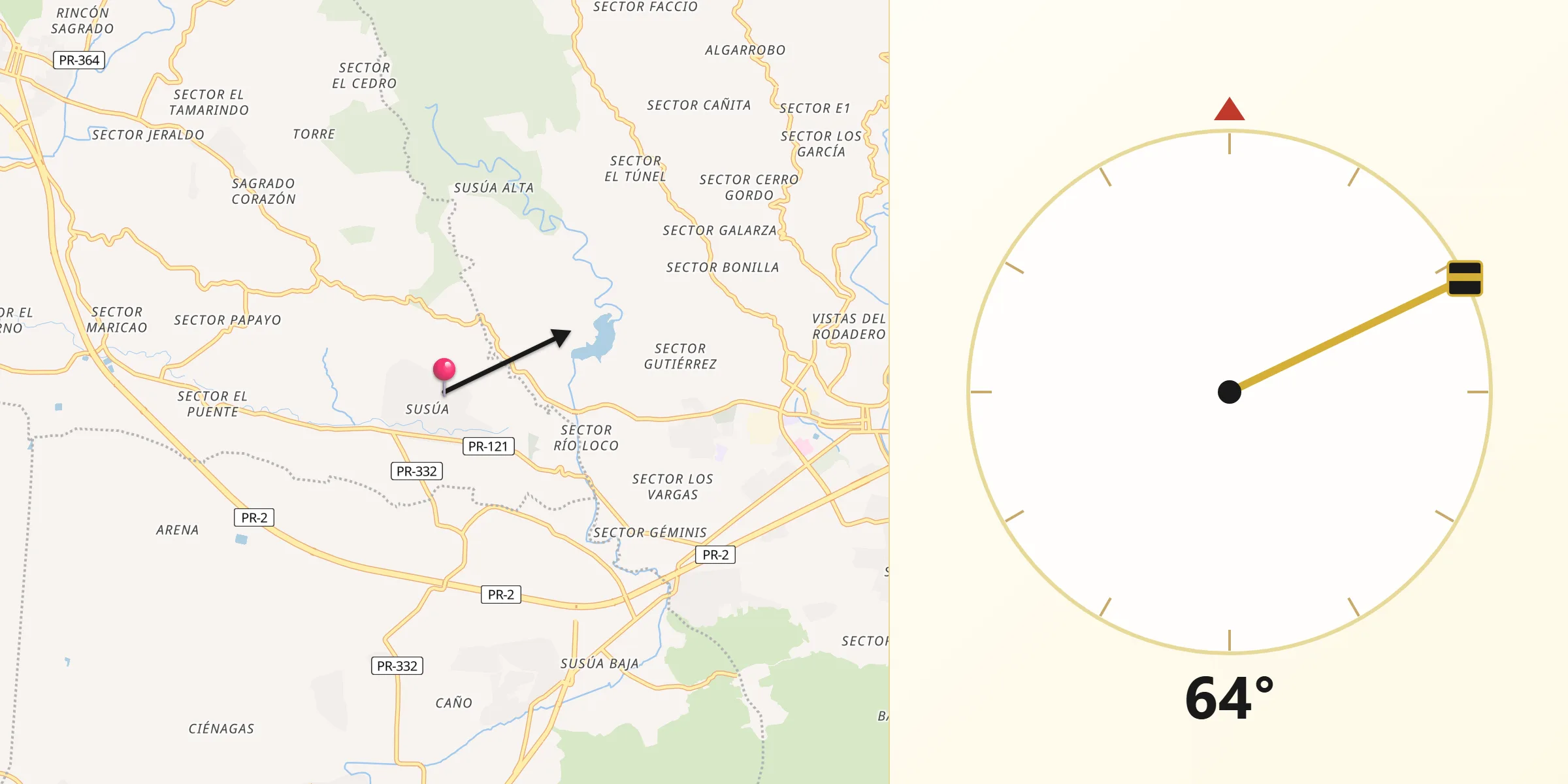 Qibla Direction from Lluveras